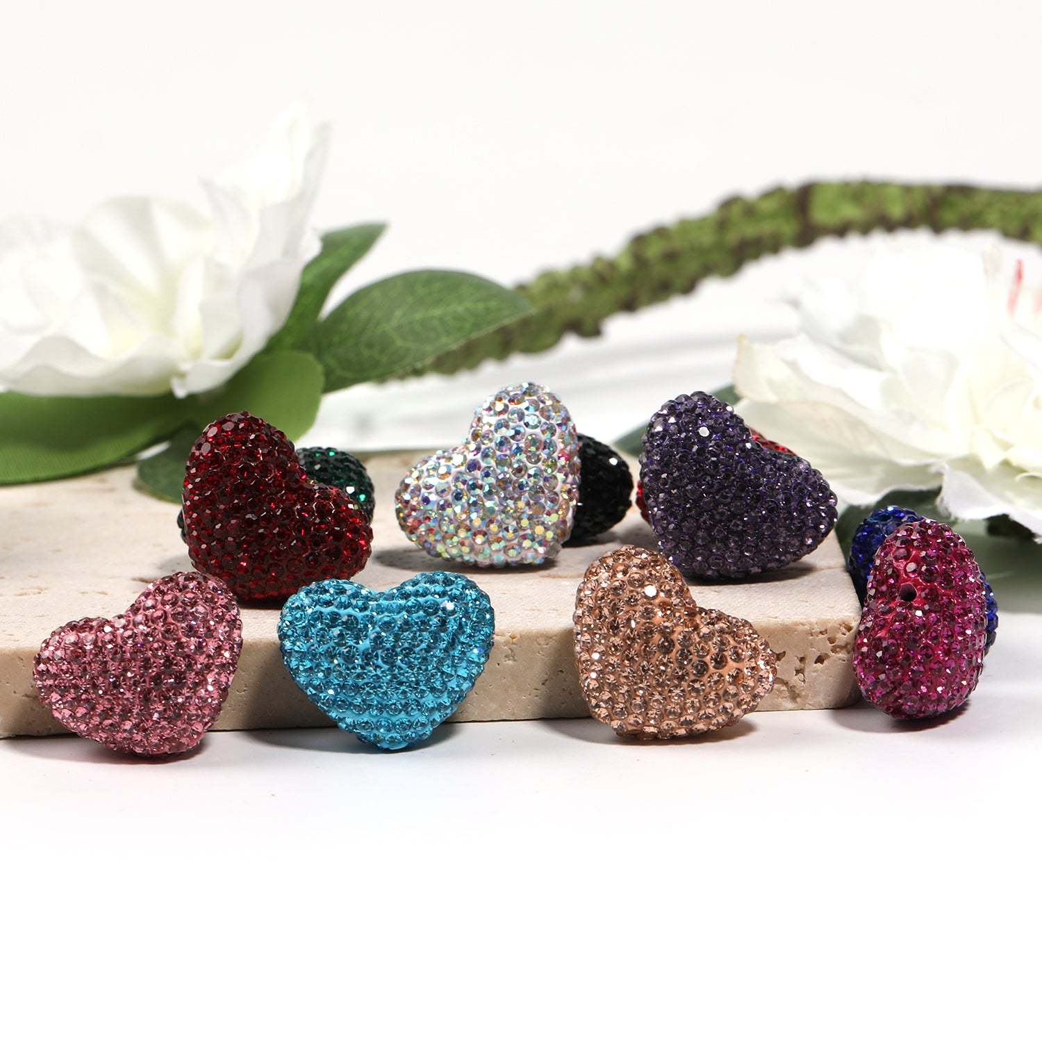 【B56】25 pcs DIY solid color 18*24mm heart shaped crystal diamond accessories-JPM