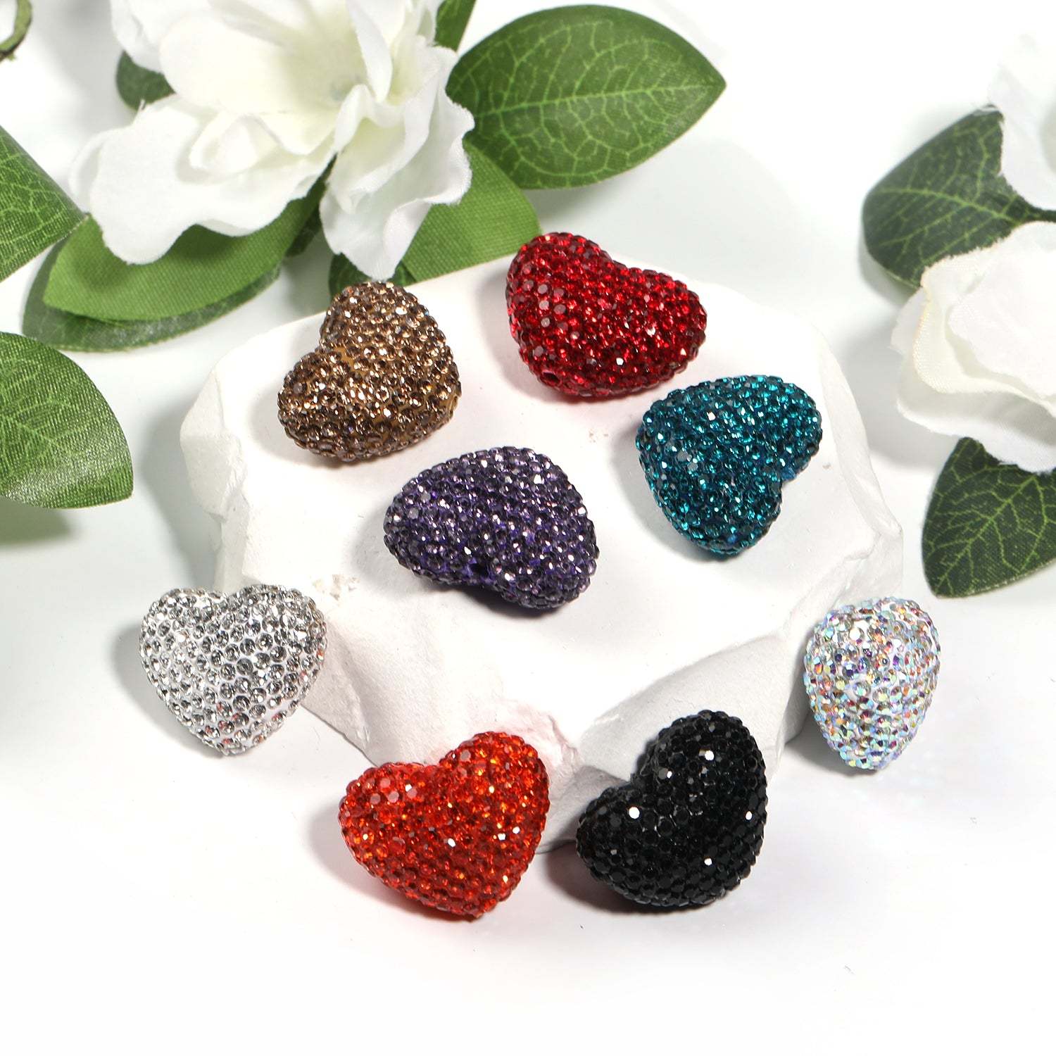 【B56】25 pcs DIY solid color 18*24mm heart shaped crystal diamond accessories-JPM