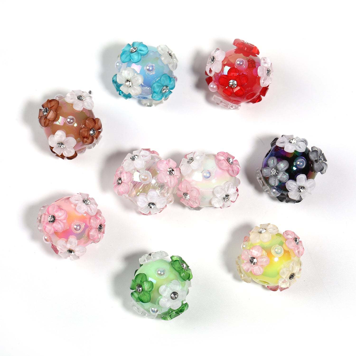 【B60】25pcs  Symphony diamond small flowers hydrangea beads diy handmade jewelry -JPM