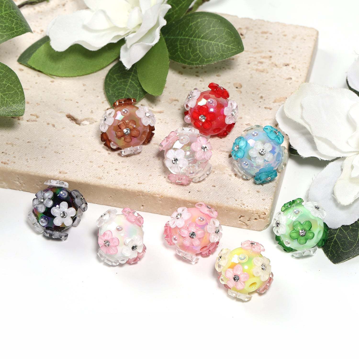 【B60】25pcs  Symphony diamond small flowers hydrangea beads diy handmade jewelry -JPM