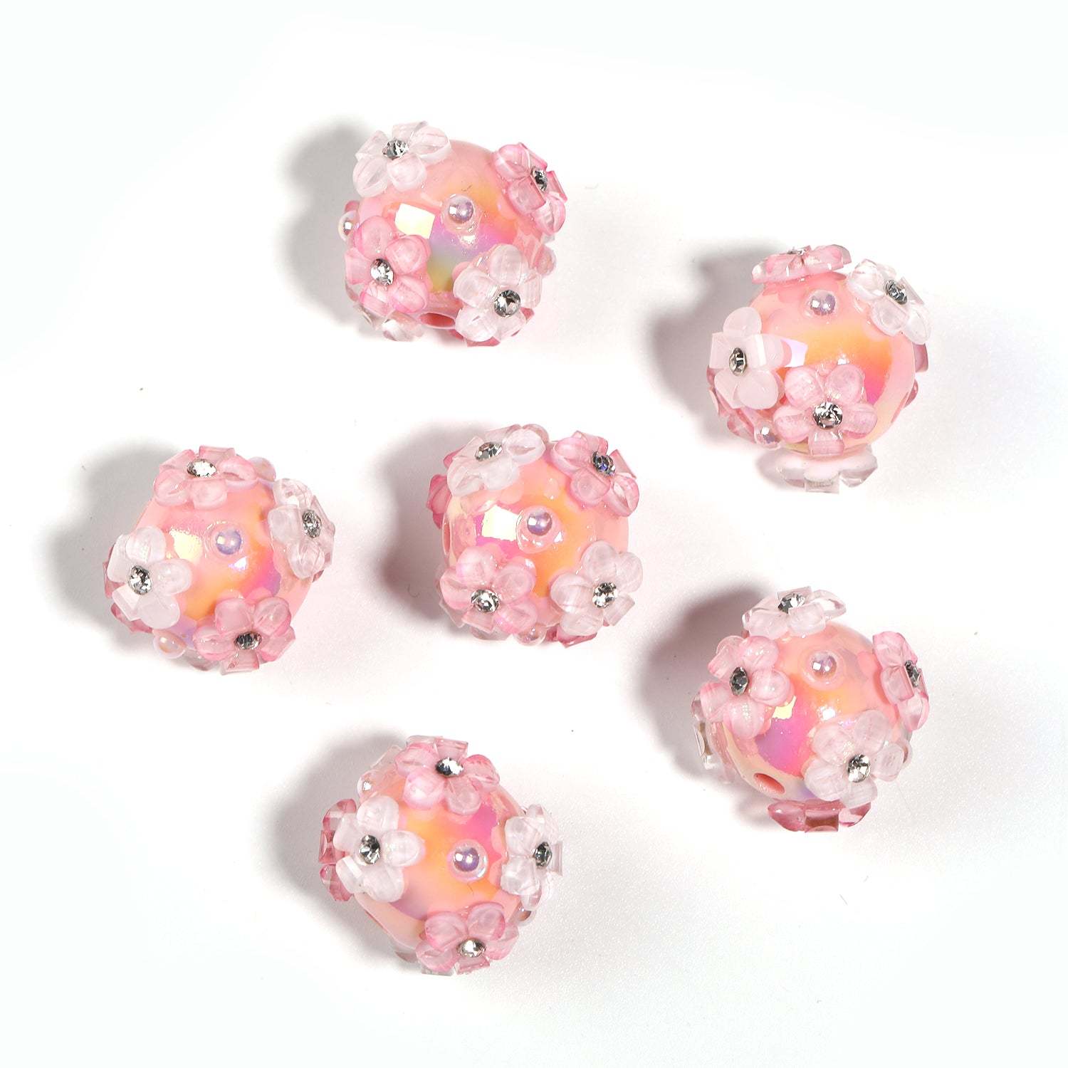 【B60】25pcs  Symphony diamond small flowers hydrangea beads diy handmade jewelry -JPM