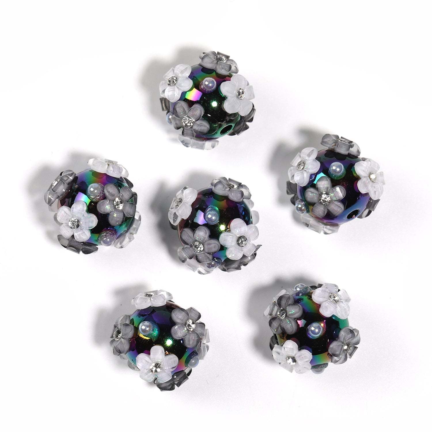 【B60】25pcs  Symphony diamond small flowers hydrangea beads diy handmade jewelry -JPM