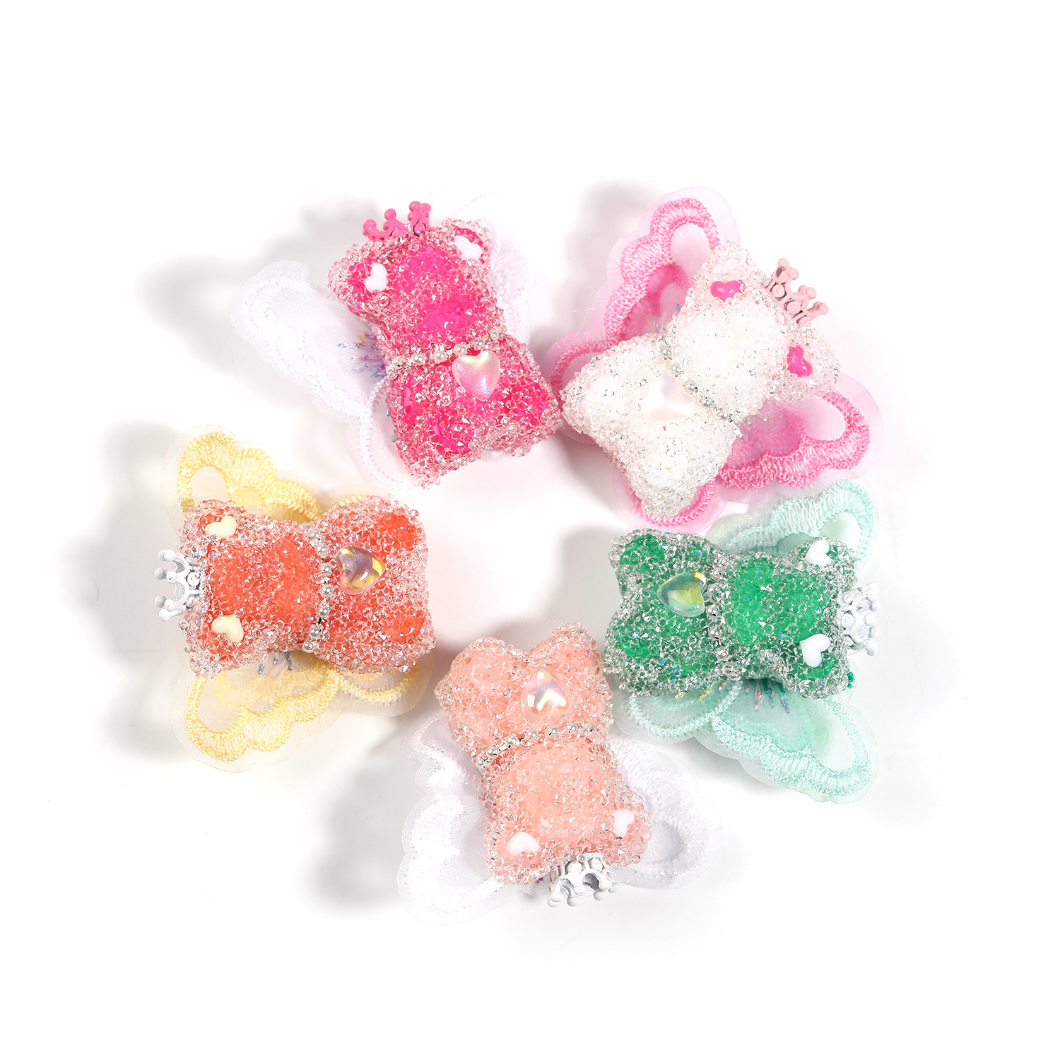 【B74】10pcs DIY beaded accessories wings bear sugar beads full diamond beads mobile phone chain jewelry accessories-JPM