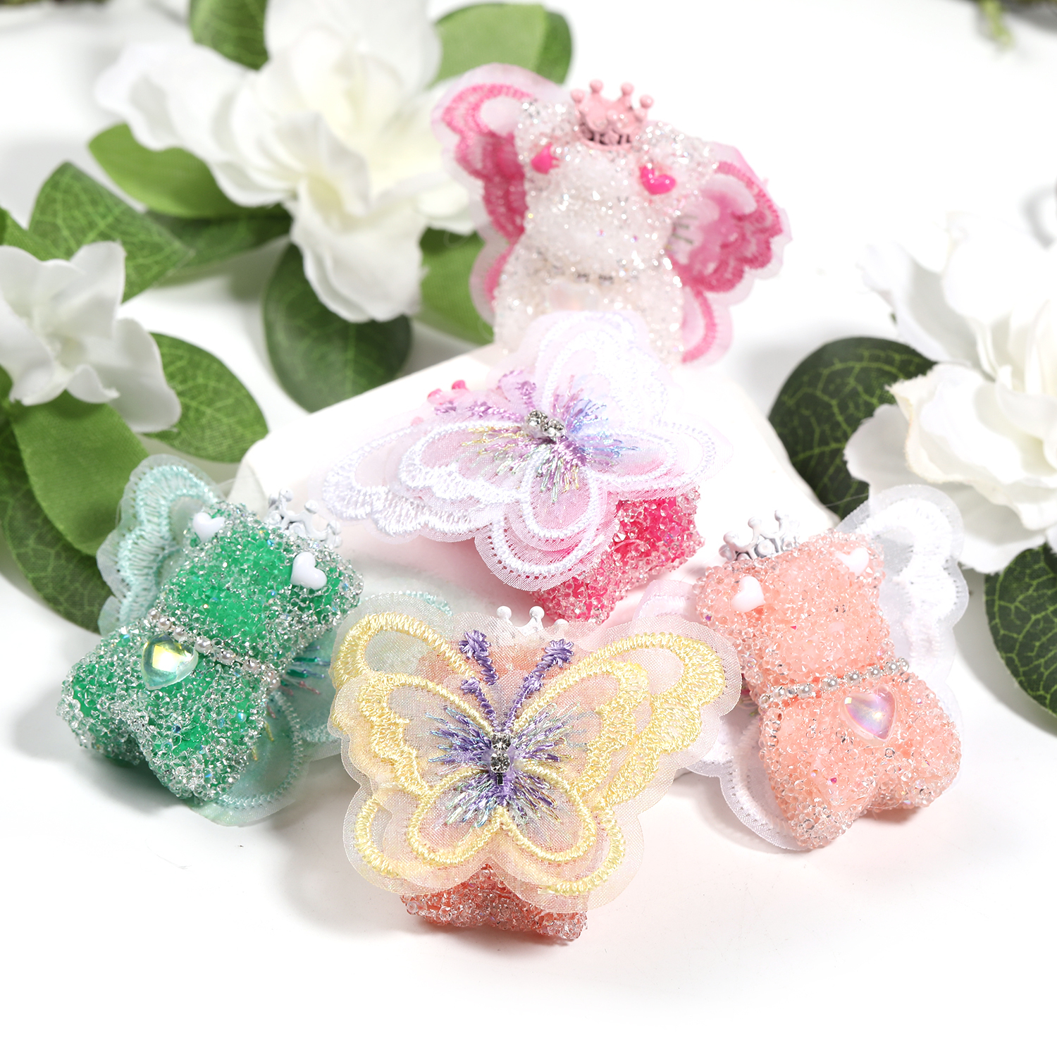 【B74】10pcs DIY beaded accessories wings bear sugar beads full diamond beads mobile phone chain jewelry accessories-JPM