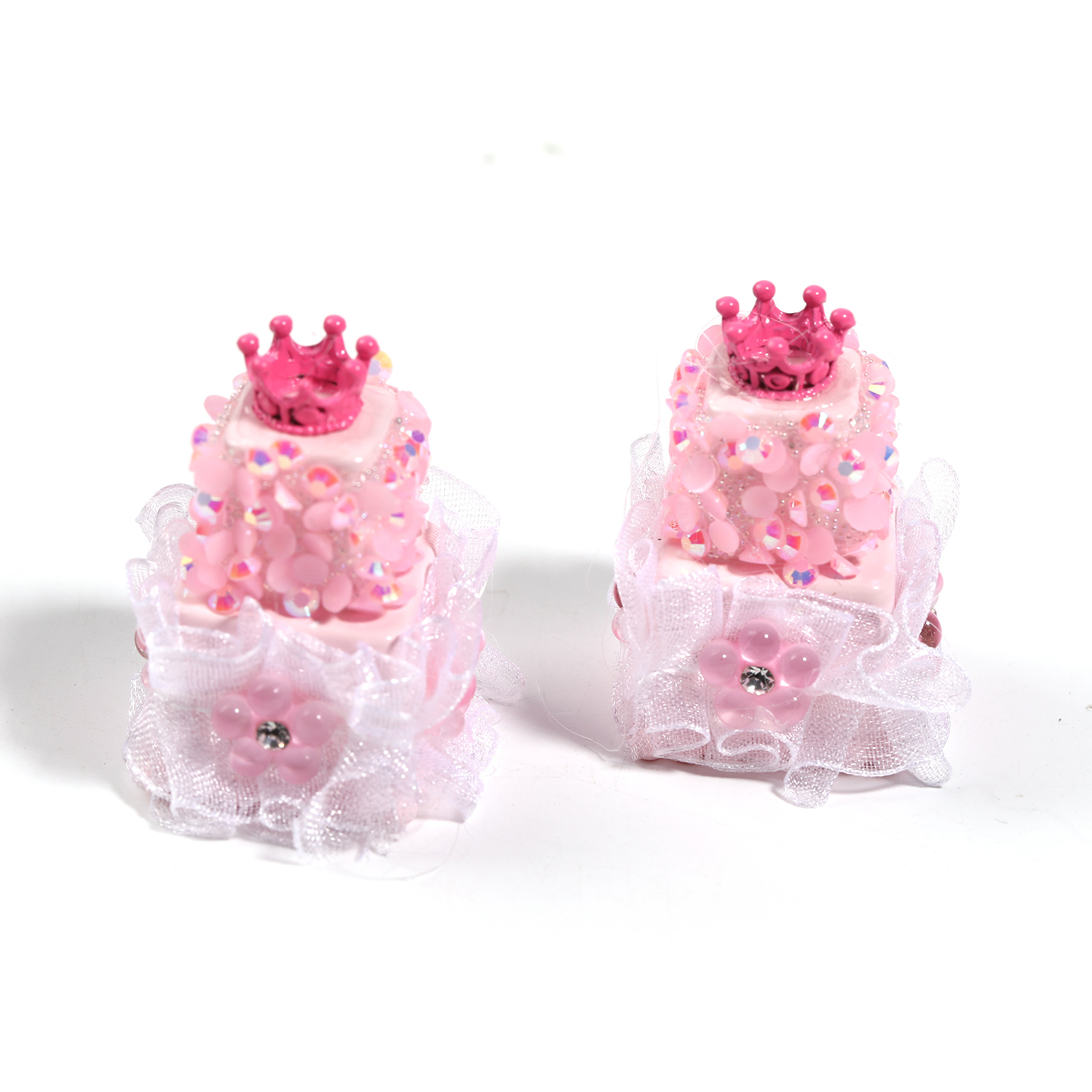 【B75】10pcs DIY beaded accessories crown double layer cake acrylic beads-JPM