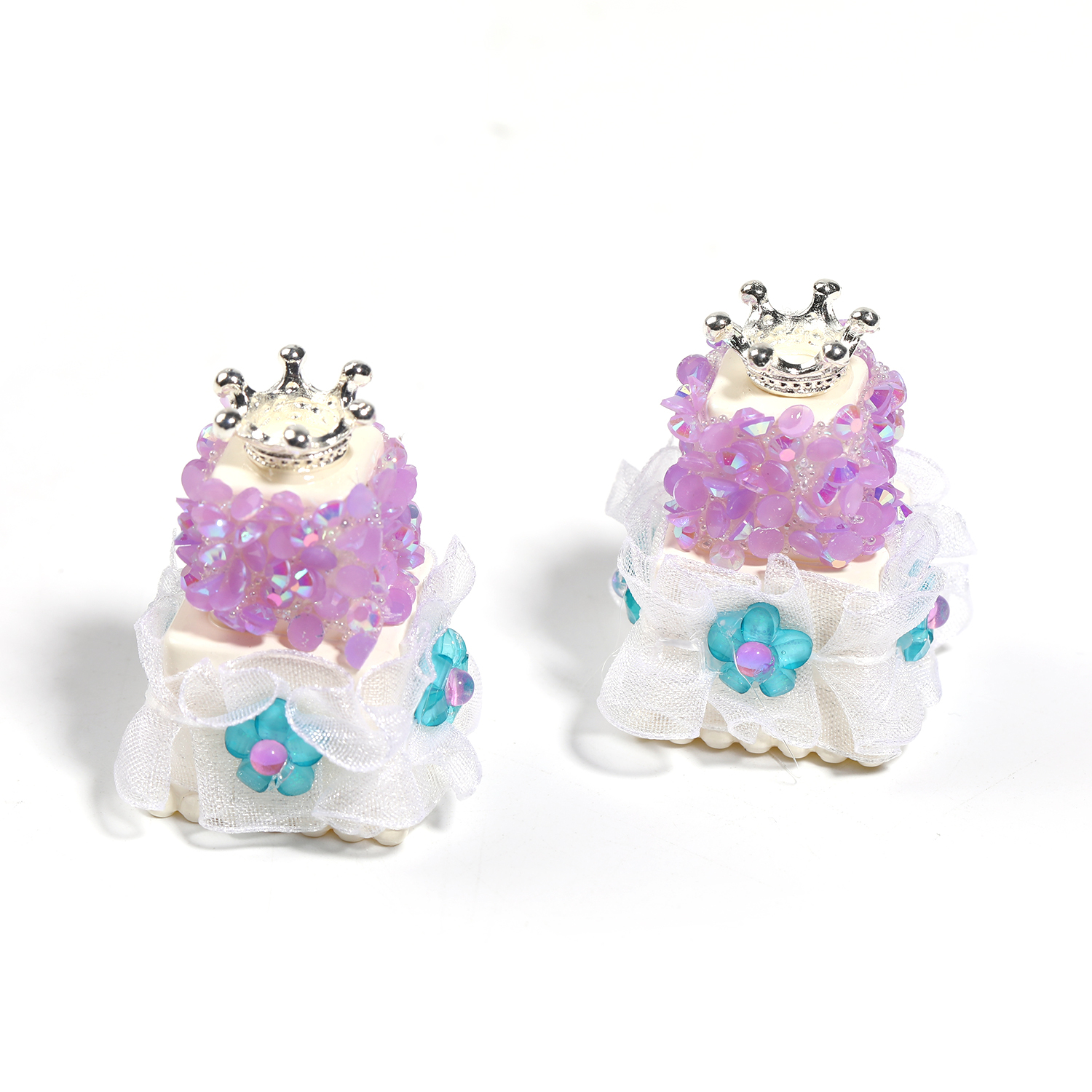 【B75】10pcs DIY beaded accessories crown double layer cake acrylic beads-JPM