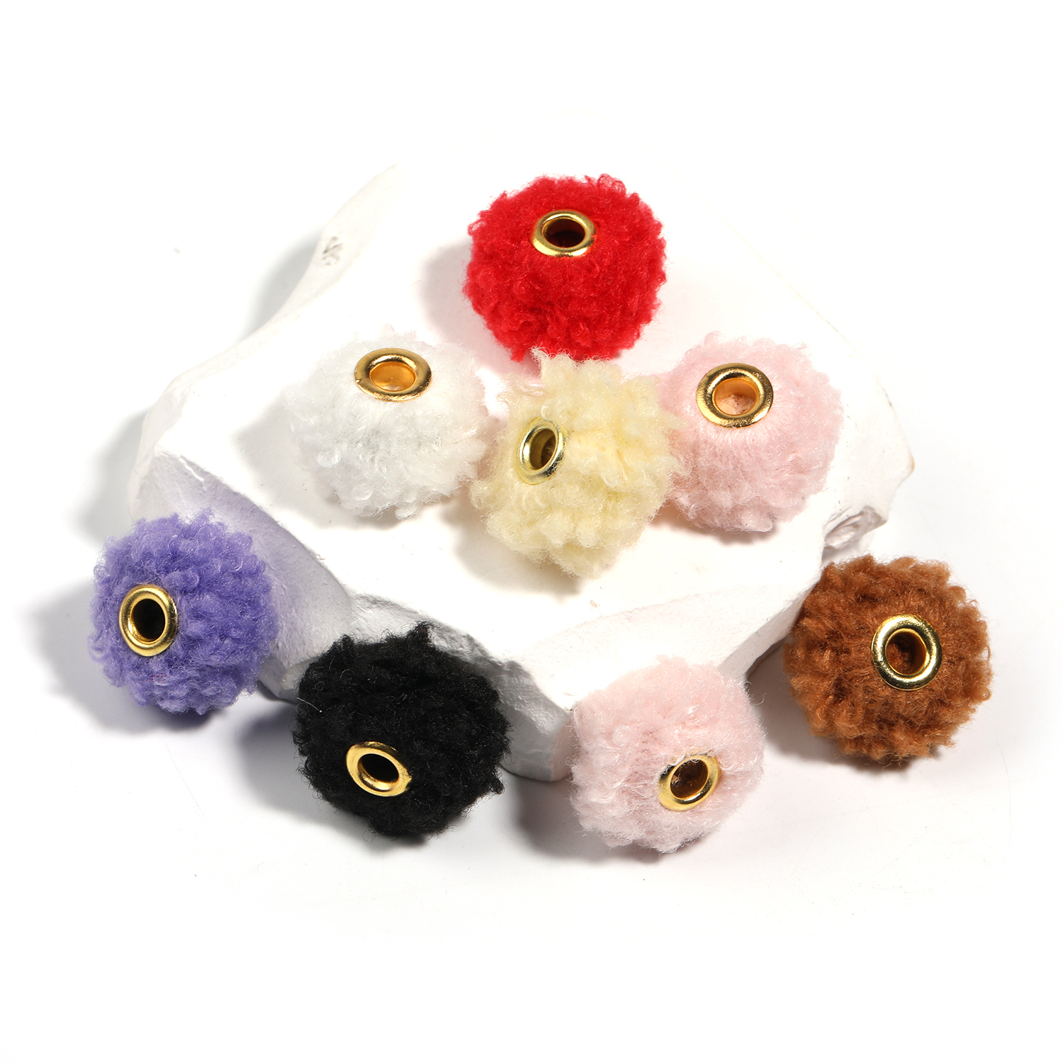 【B90】100pcs  Half Drilled FURRY Faux fur Beads, Large Hole Beads-JPM