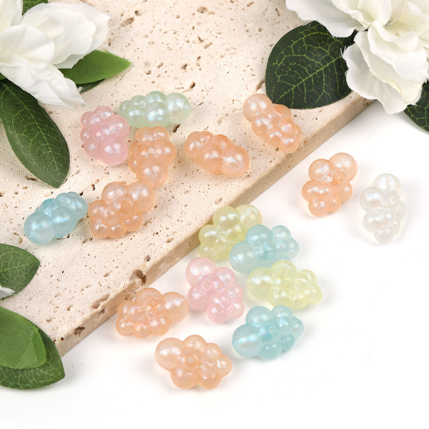 【B81】Acrylic Beads, Bear, Mixed Color-JPM