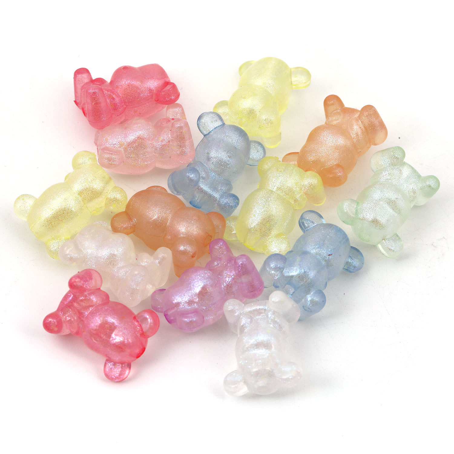 【B81】Acrylic Beads, Bear, Mixed Color-JPM