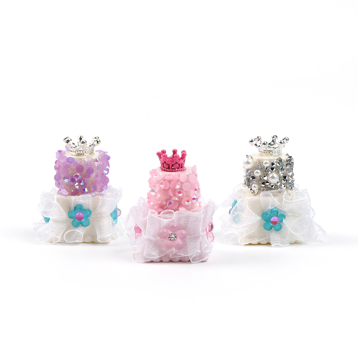 【B75】10pcs DIY beaded accessories crown double layer cake acrylic beads-JPM