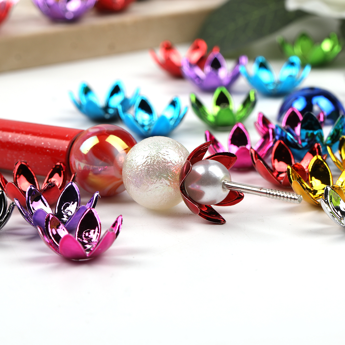 【B108】200pcs/pack DIY jewelry accessories materials 6-petal lotus bead -JPM