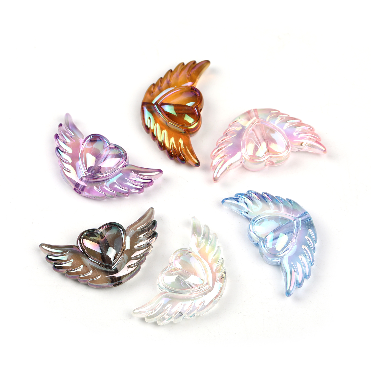 【B124】100pcs  UV Plating Rainbow Iridescent Transparent Acrylic Pendants-JPM