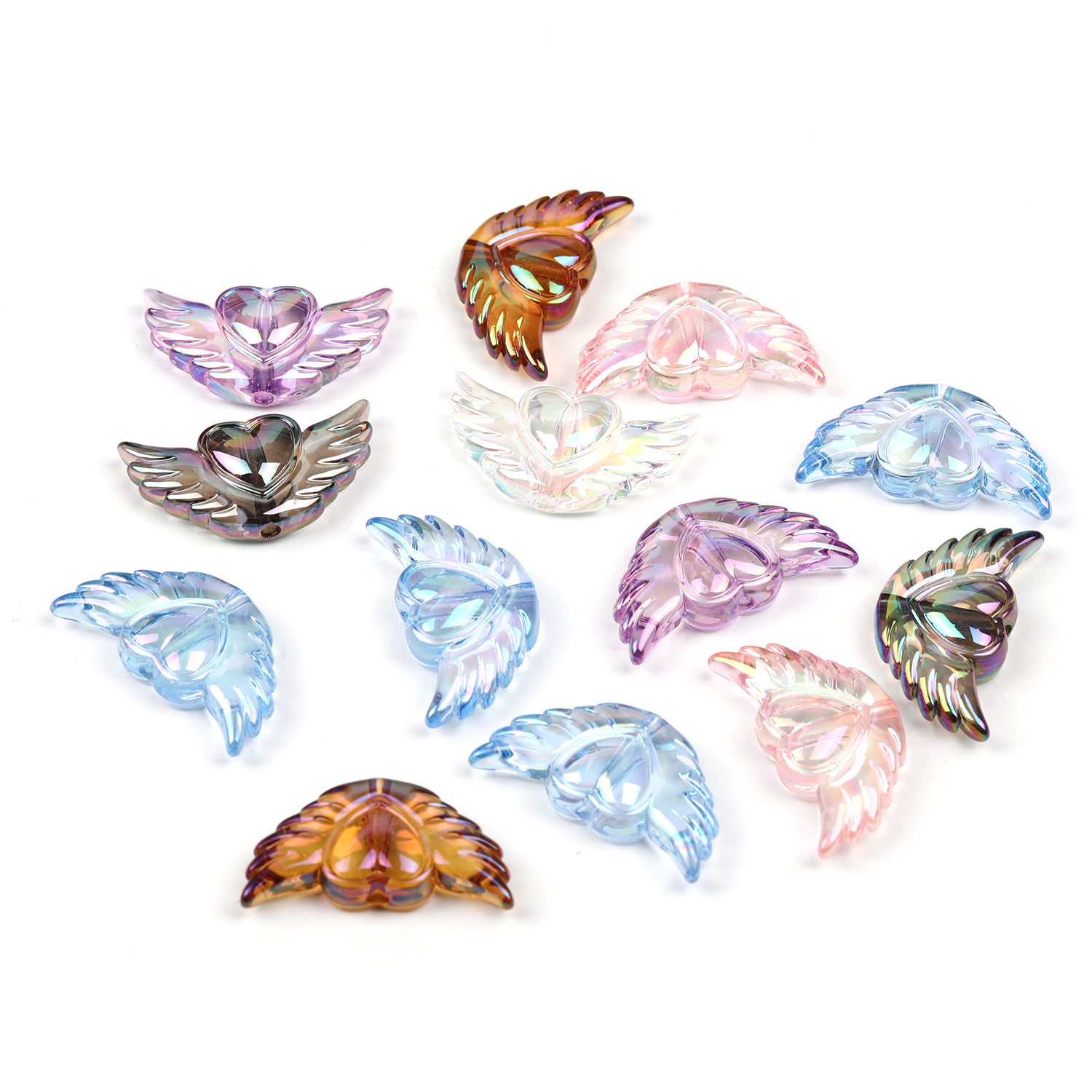 【B124】100pcs  UV Plating Rainbow Iridescent Transparent Acrylic Pendants-JPM