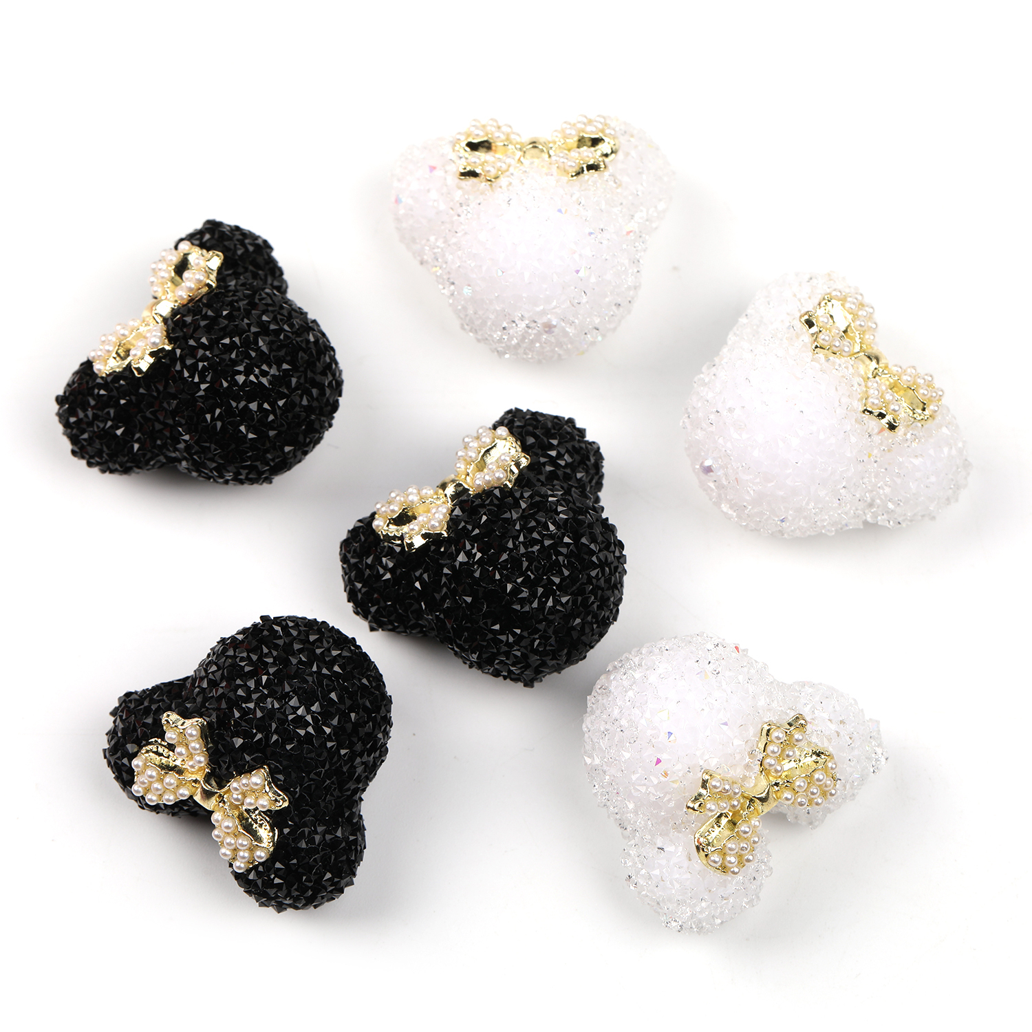 【B109】Mouse Head / Heart With Metal Gold/Pearls Bow Gummy Sugar Beads-JPM