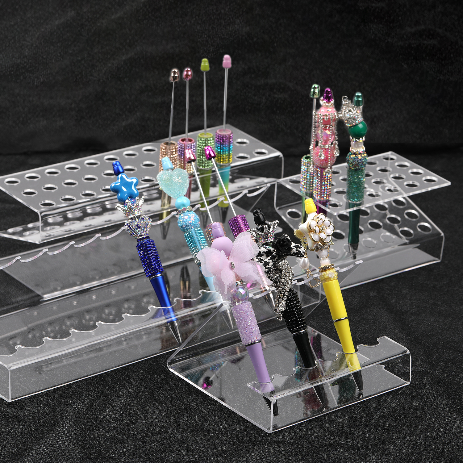 【P14】Transparent Acrylic Pen Holder Stationery Store Display Stand Office pen -JPM