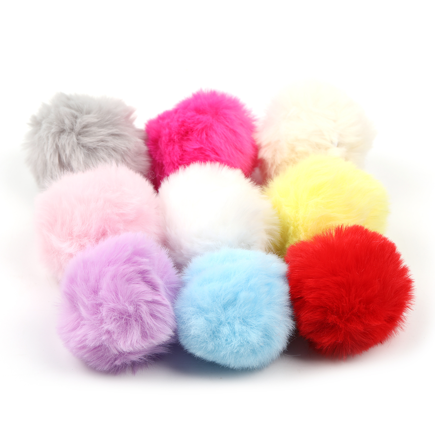 【M126】10pcs 6mm Faux Rabbit Fur Ball with Press Button DIY Hat Pompom -JPM