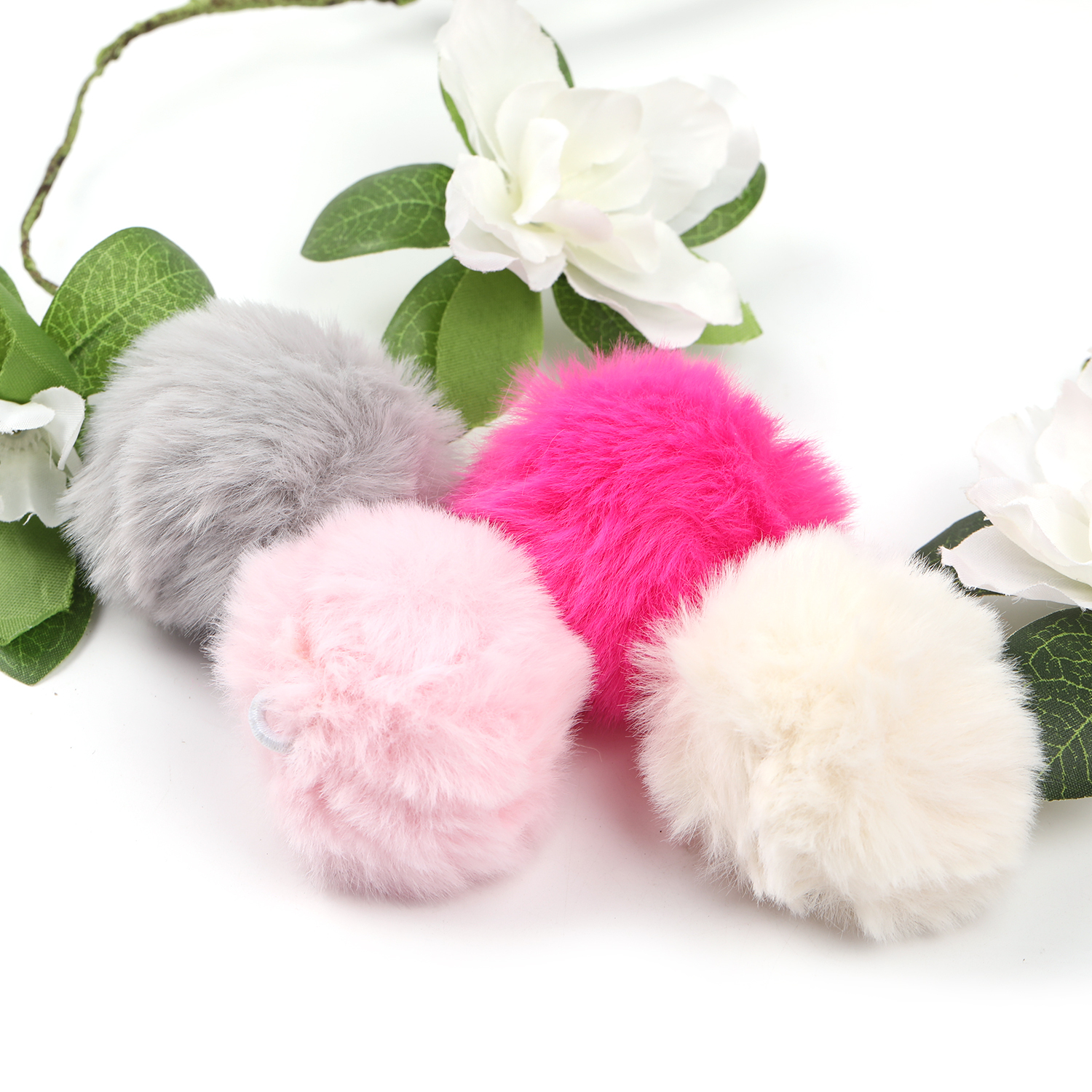 【M126】10pcs 6mm Faux Rabbit Fur Ball with Press Button DIY Hat Pompom -JPM
