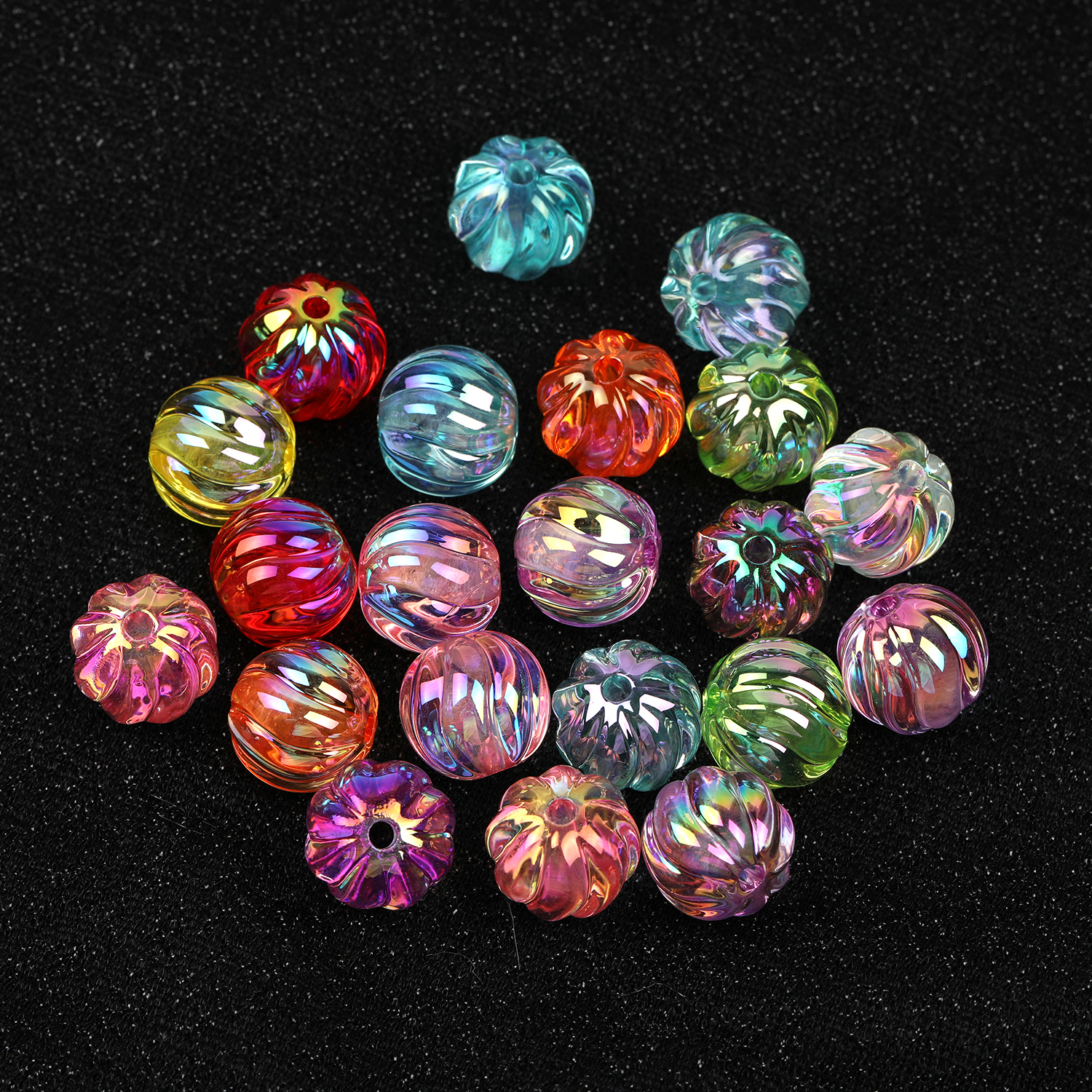 【B125】Spacer Beads Heart-Shaped Charm Transparent Rainbow Color Beads-JPM