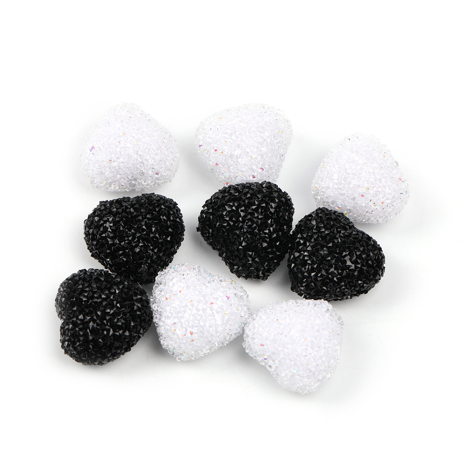 【B113】Sugar Jelly Crystal Rhinestones Paved Love Heart Acrylic Resin Beads-JPM