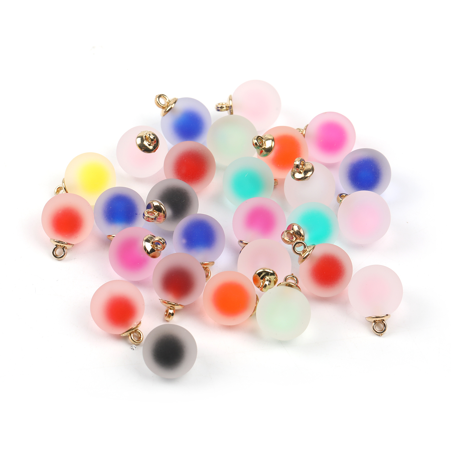 【B112】100 Pcs Colorful Frosted Ball Pendants Frosted  Multicolor Frosted Ball Charm for DIY-JPM