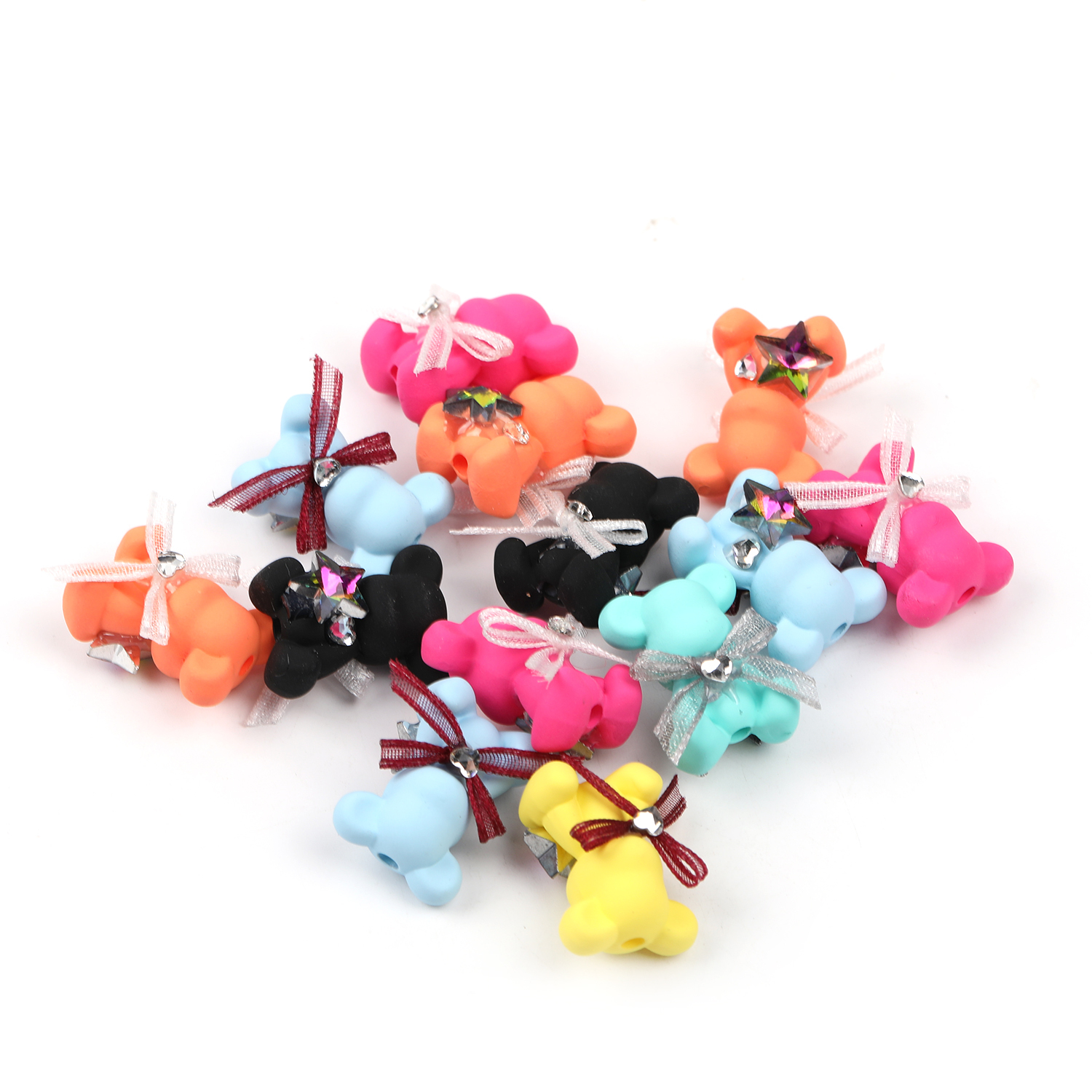 【B110】20pcs New Style Acrylic Teddy Bear Beads With Vertical Hole For Diy Jewelry-JPM