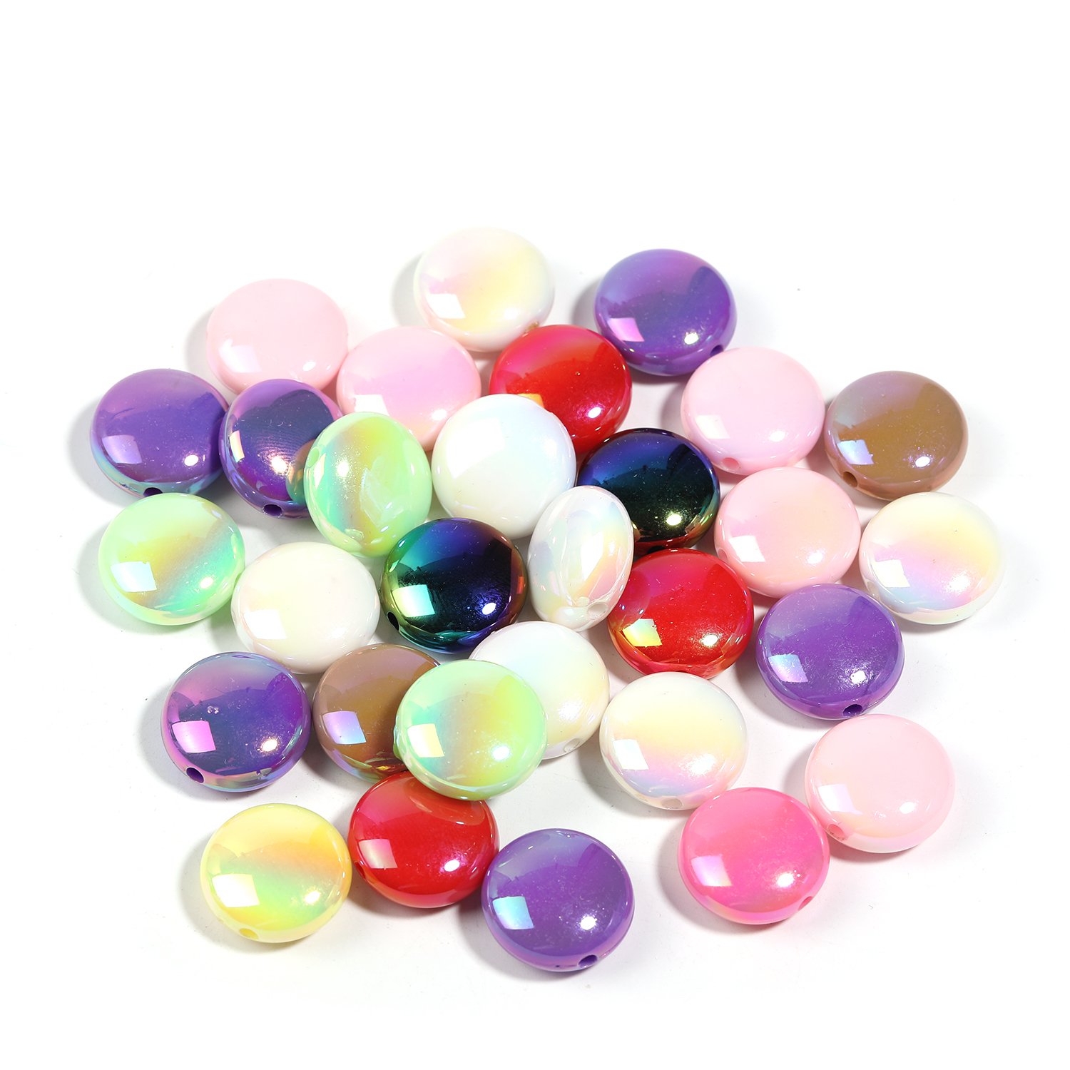 【B125】Spacer Beads Heart-Shaped Charm Transparent Rainbow Color Beads-JPM