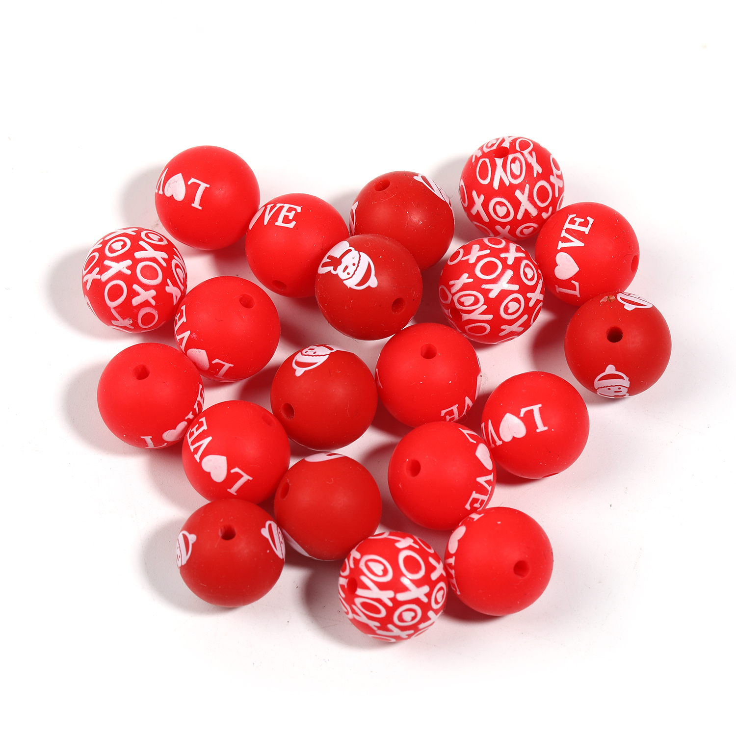 【B128】Silicone Beads Conversation Heart Beads Colorful Plaid  Round Beads Farmhousefor DIY Crafts -JPM