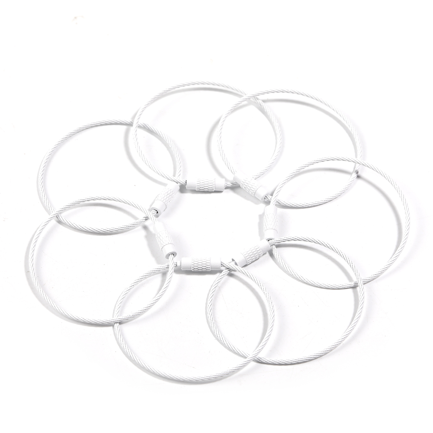 【A2】20Pcs Multi Color Stainless Steel Wire Keychain Cable Key Ring Loop Assorted Colored Keychain -JPM