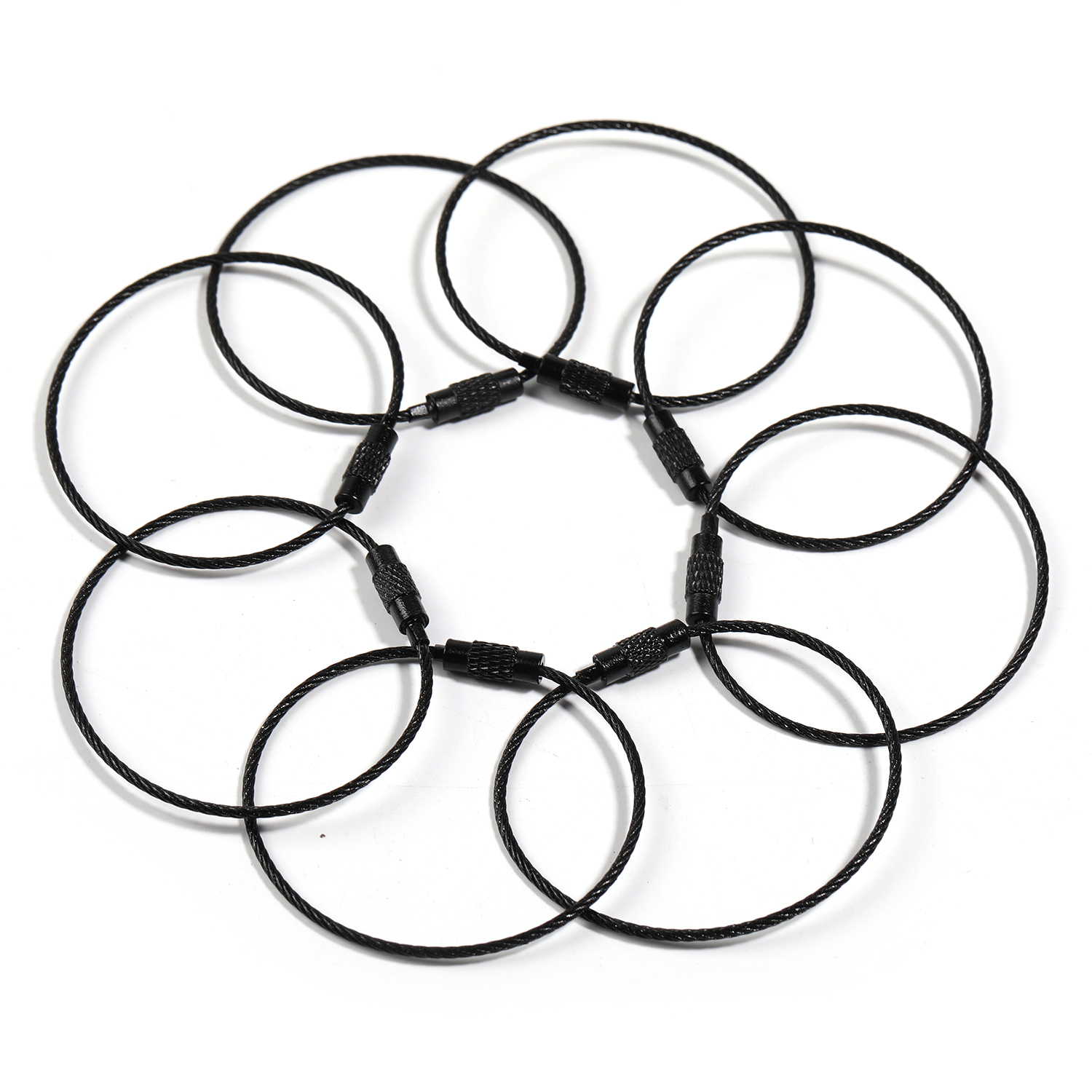 【A2】20Pcs Multi Color Stainless Steel Wire Keychain Cable Key Ring Loop Assorted Colored Keychain -JPM