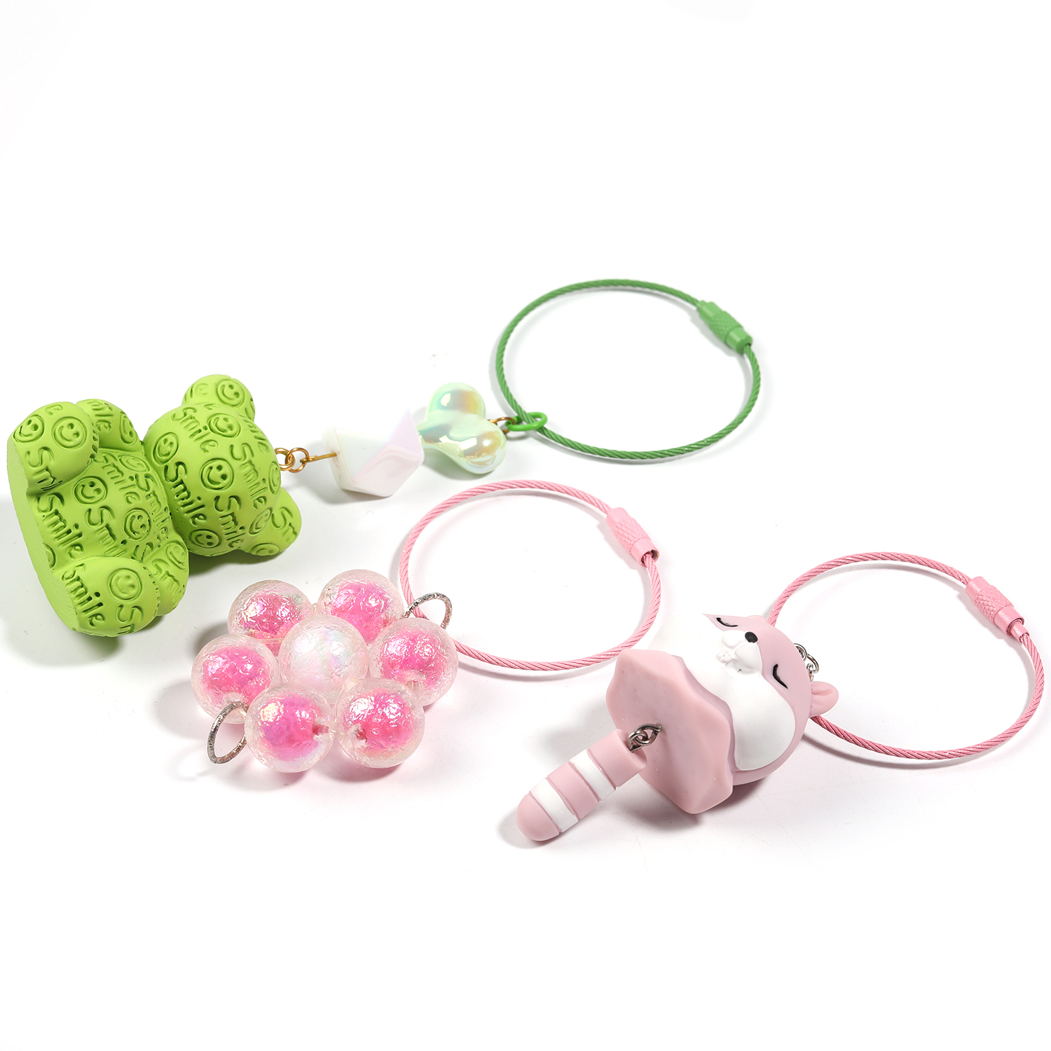 【A2】20Pcs Multi Color Stainless Steel Wire Keychain Cable Key Ring Loop Assorted Colored Keychain -JPM