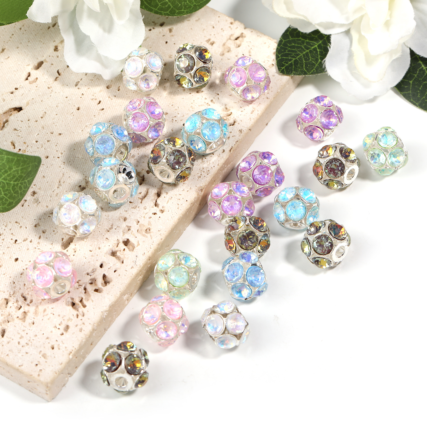 【B130】50pcs  Football shape diamond DIY jewelry in multiple colors-JPM