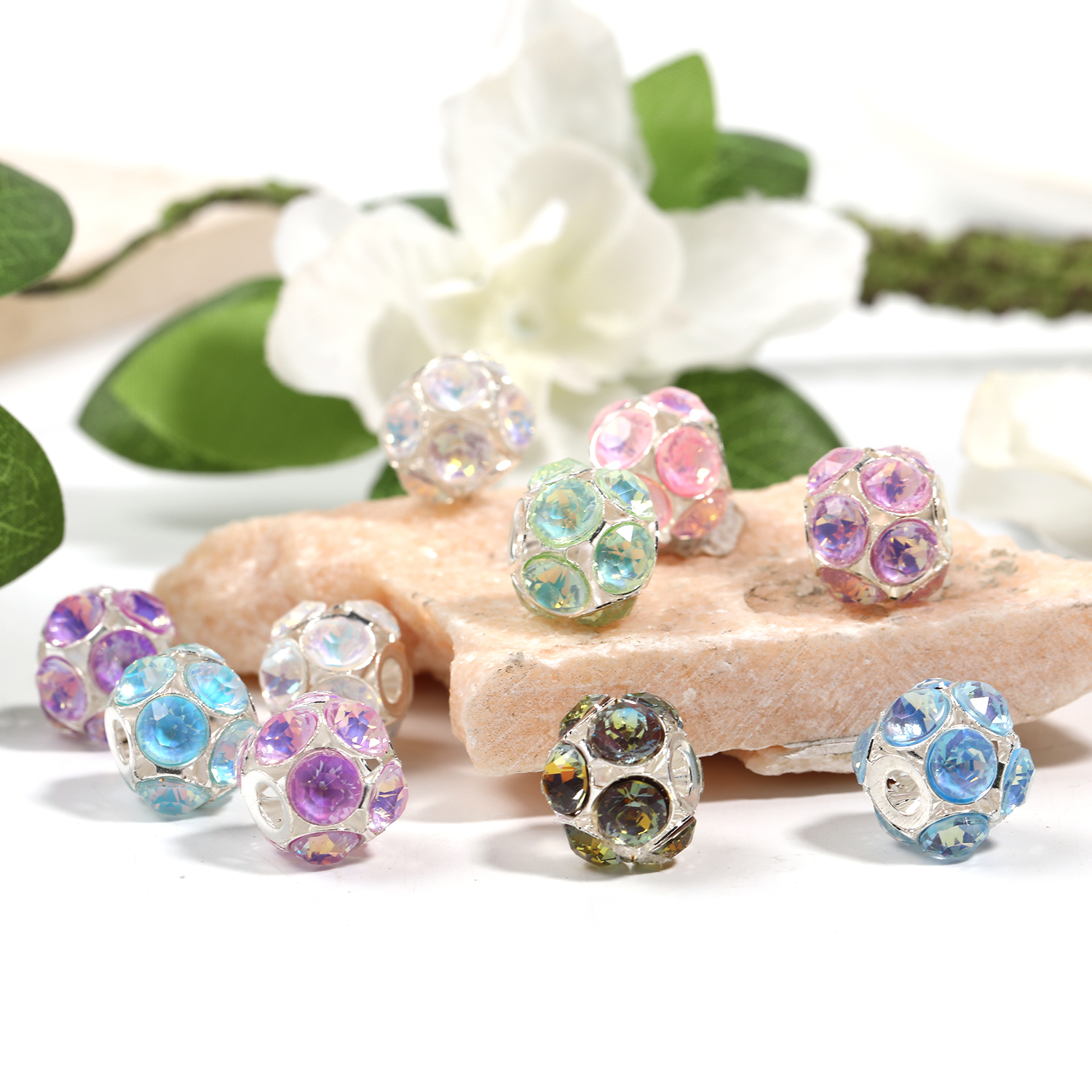 【B130】50pcs  Football shape diamond DIY jewelry in multiple colors-JPM