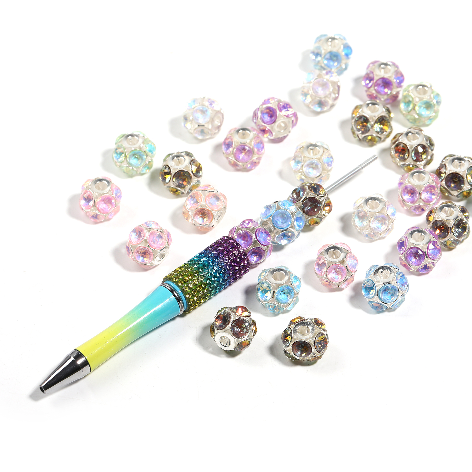 【B130】50pcs  Football shape diamond DIY jewelry in multiple colors-JPM