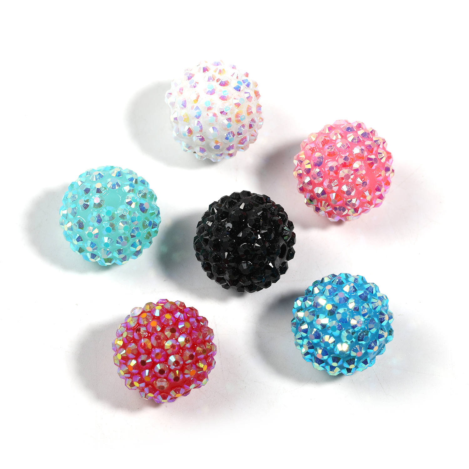 【B129】50pcs Colorful Rhinestone Beads Round Spacer Beads for Jewelry Bracelet Necklace Pen Bag -JPM