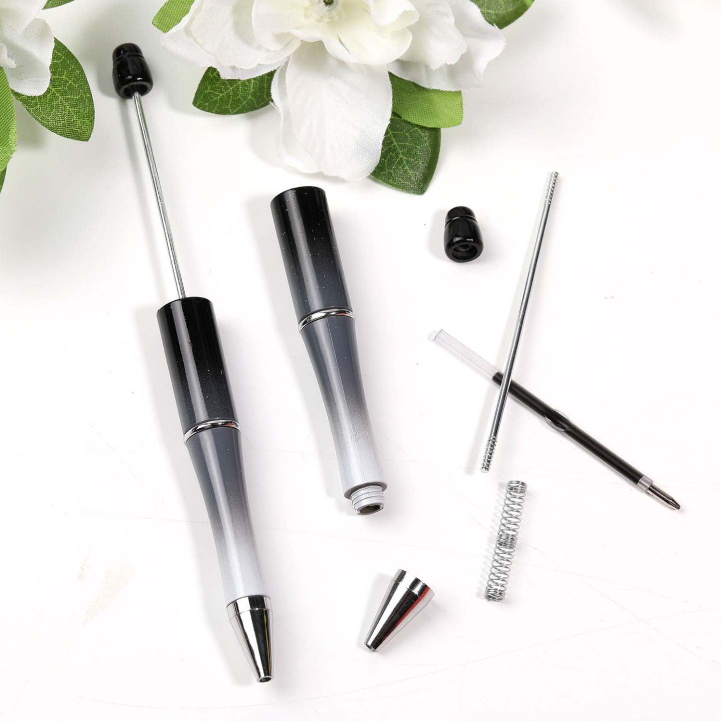 【P1】Beadable Pens Bulk Plastic Bead Ballpoint Pens for DIY -JPM