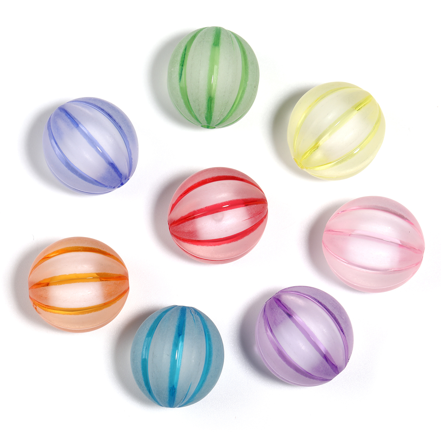 【B183】-Mixed Color Frosted Acrylic Beads Round Loose Watermelon-JPM