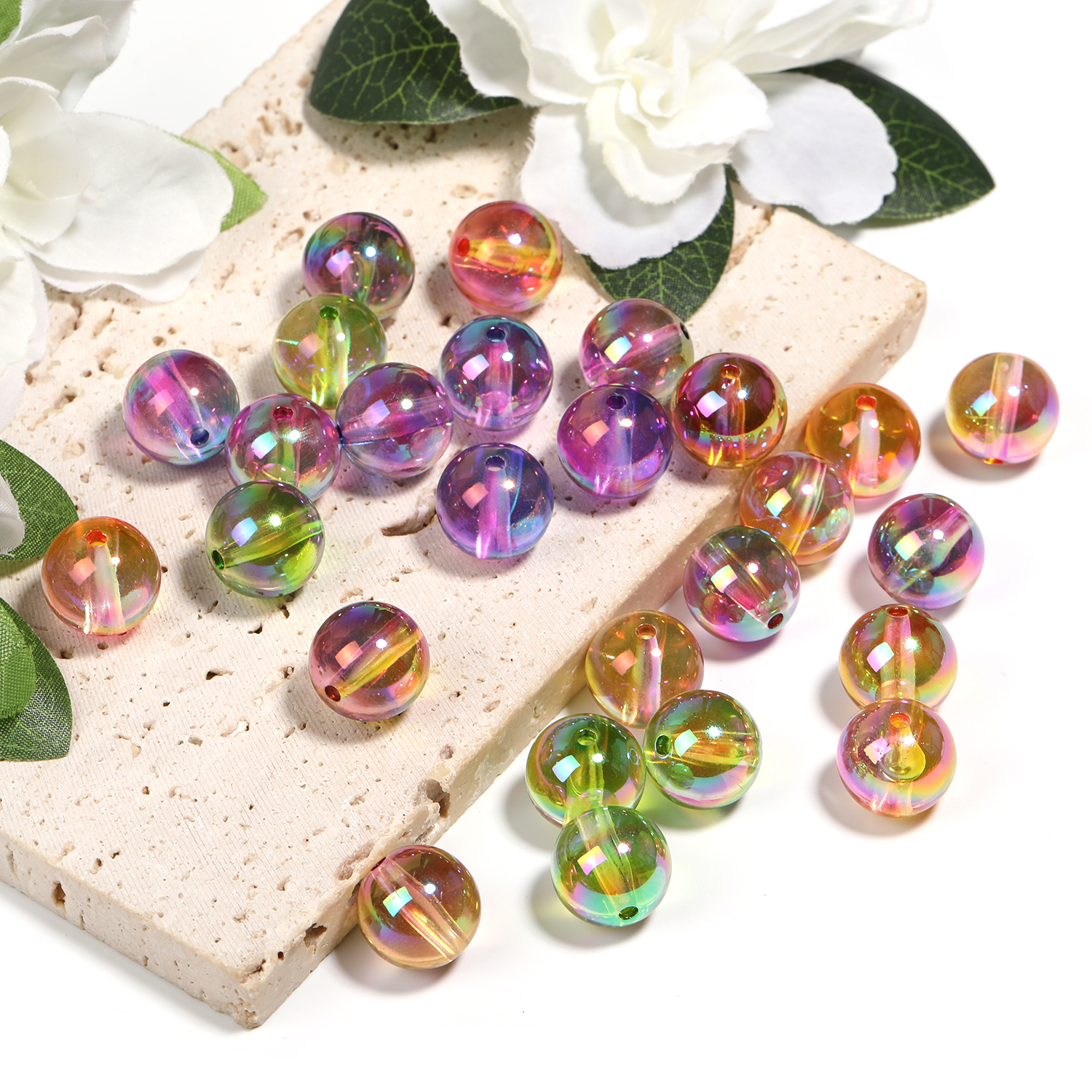 【B185】-Bubble Beads Acrylic Round Glass Beads-JPM