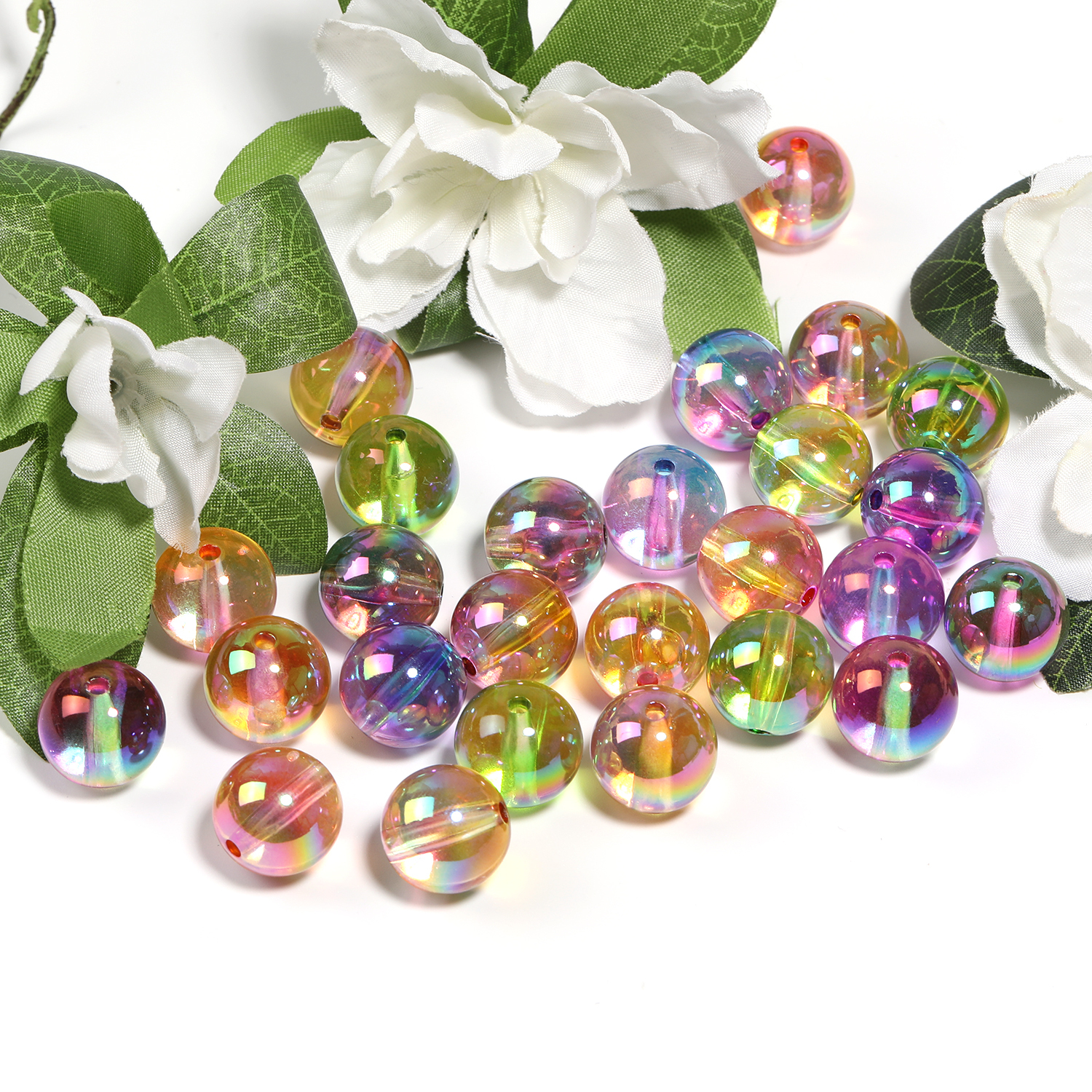 【B185】-Bubble Beads Acrylic Round Glass Beads-JPM
