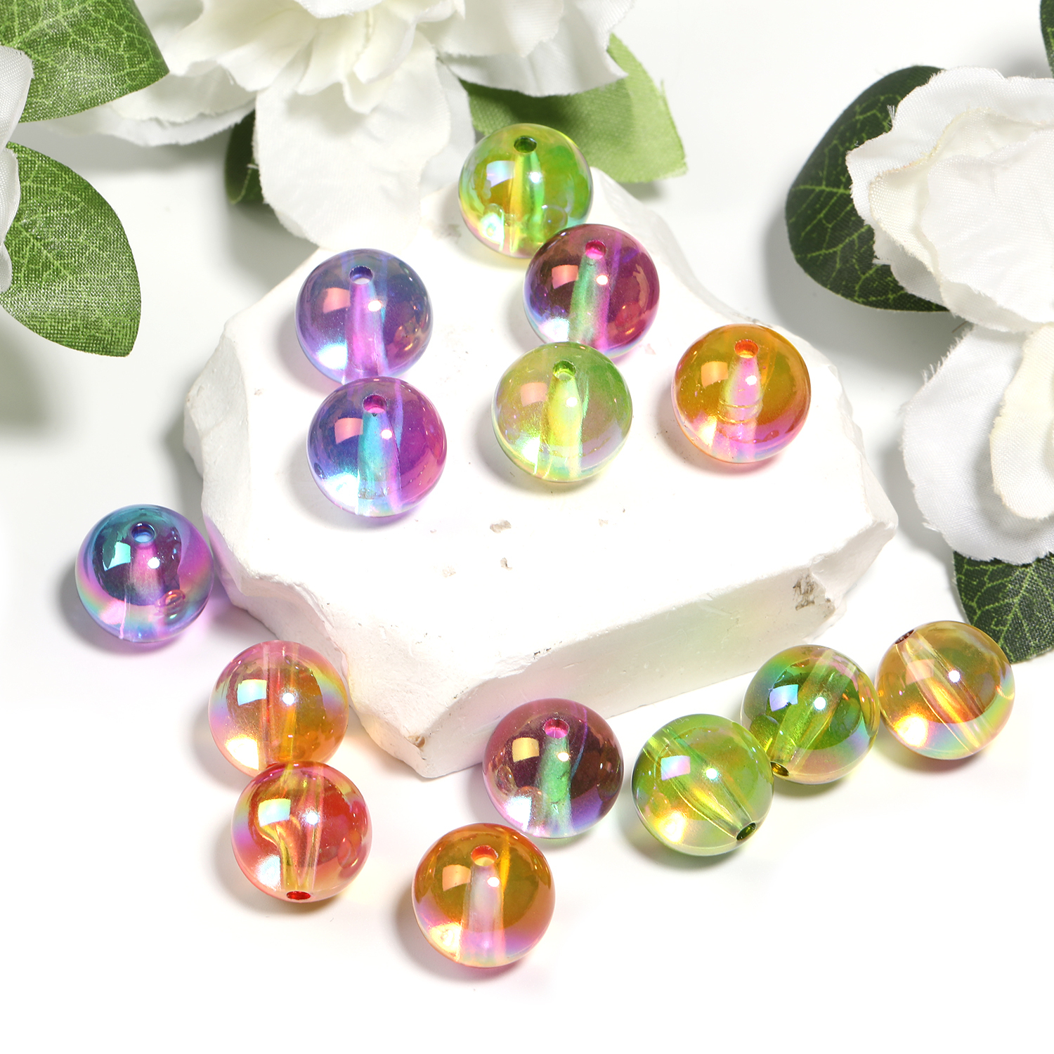 【B185】-Bubble Beads Acrylic Round Glass Beads-JPM