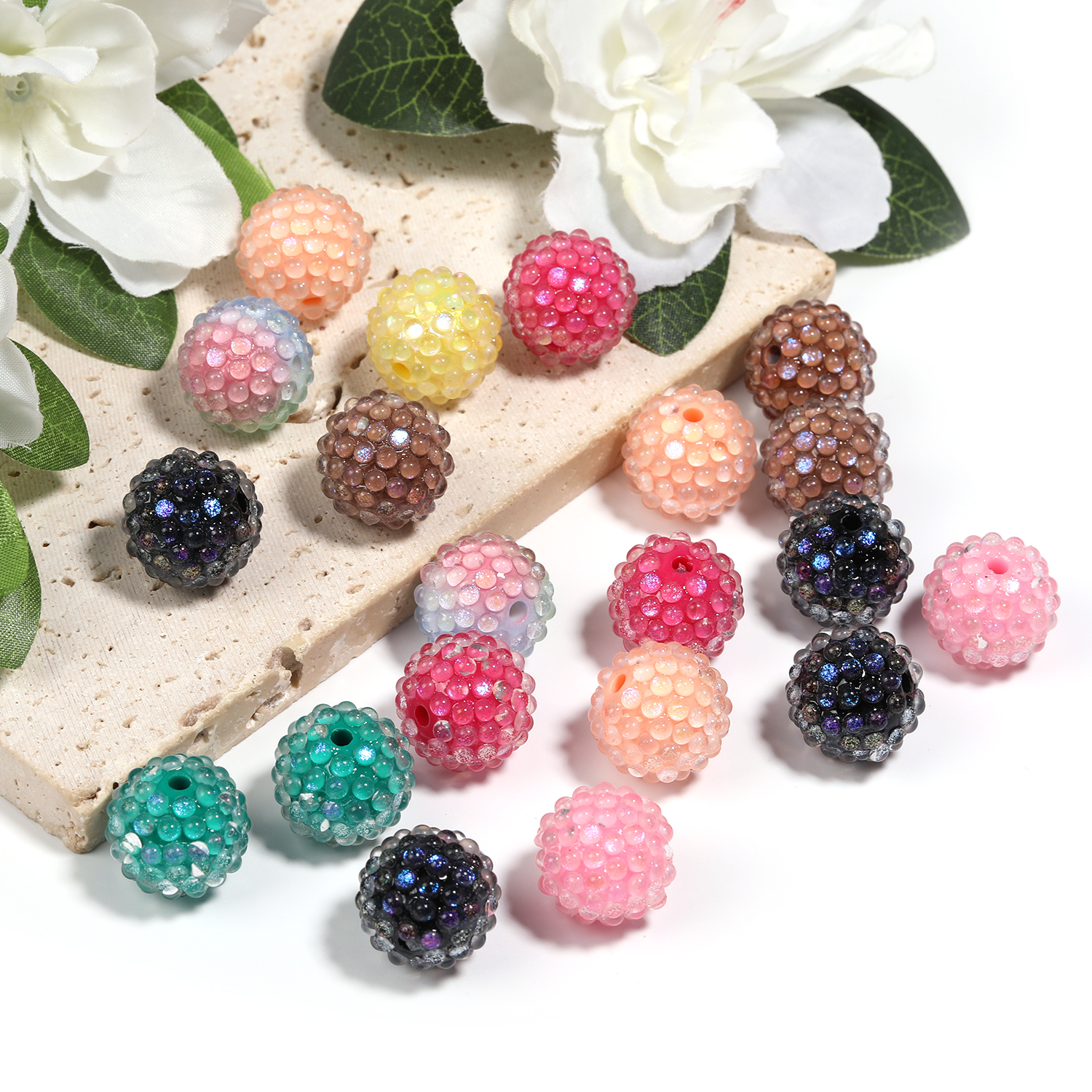 【B186】-20pcs Rhinestone Beads  Beaded Pens Beads Chunky Bubblegum-JPM