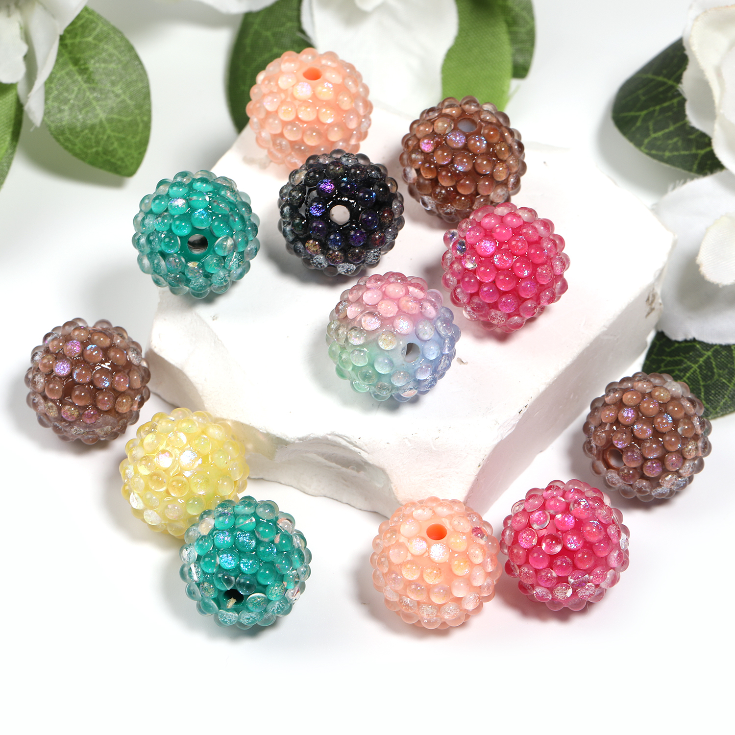 【B186】-20pcs Rhinestone Beads  Beaded Pens Beads Chunky Bubblegum-JPM