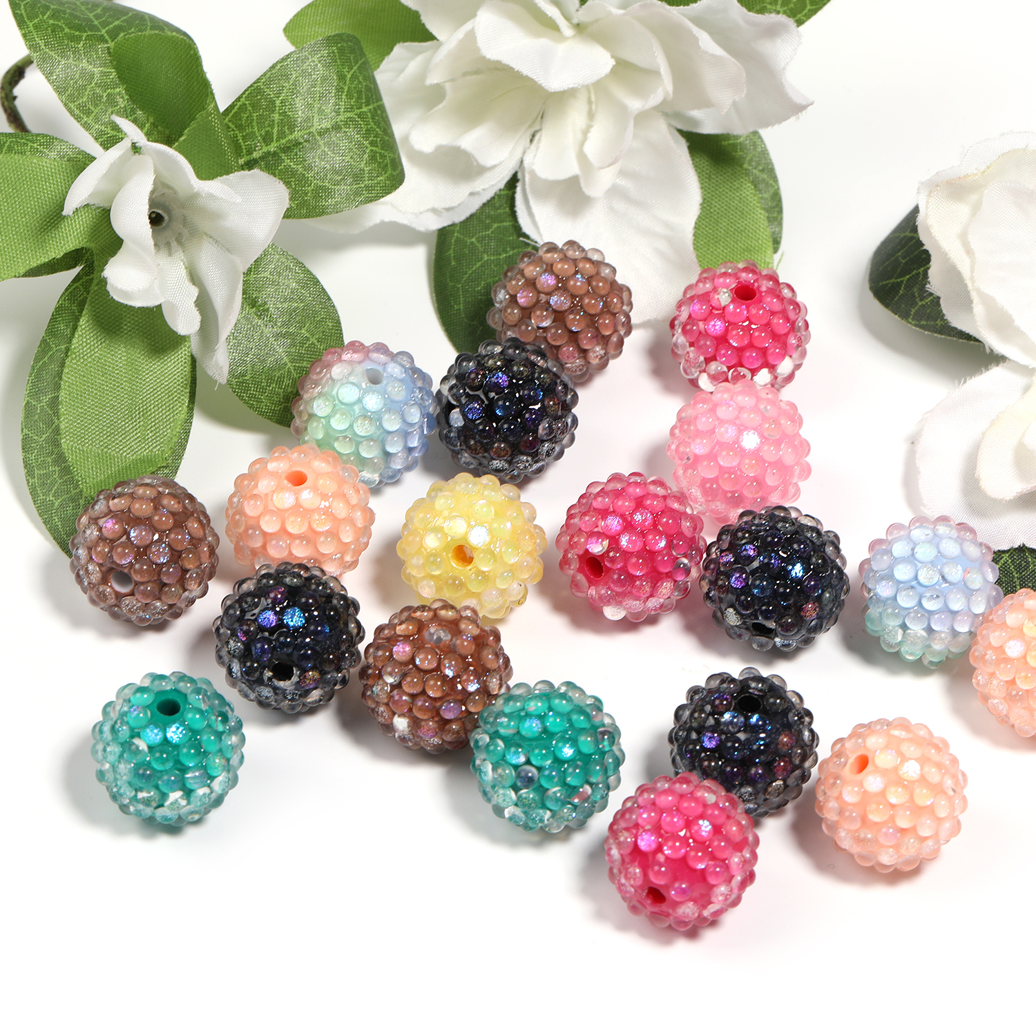 【B186】-20pcs Rhinestone Beads  Beaded Pens Beads Chunky Bubblegum-JPM