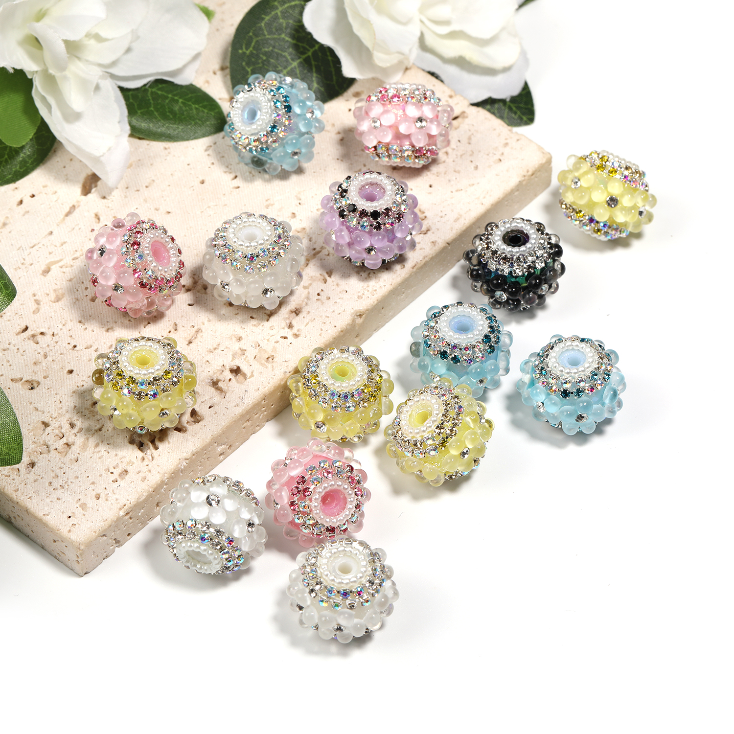 【B188】15pcs  Rhinestone Effect/Round ShapeBeads--JPM