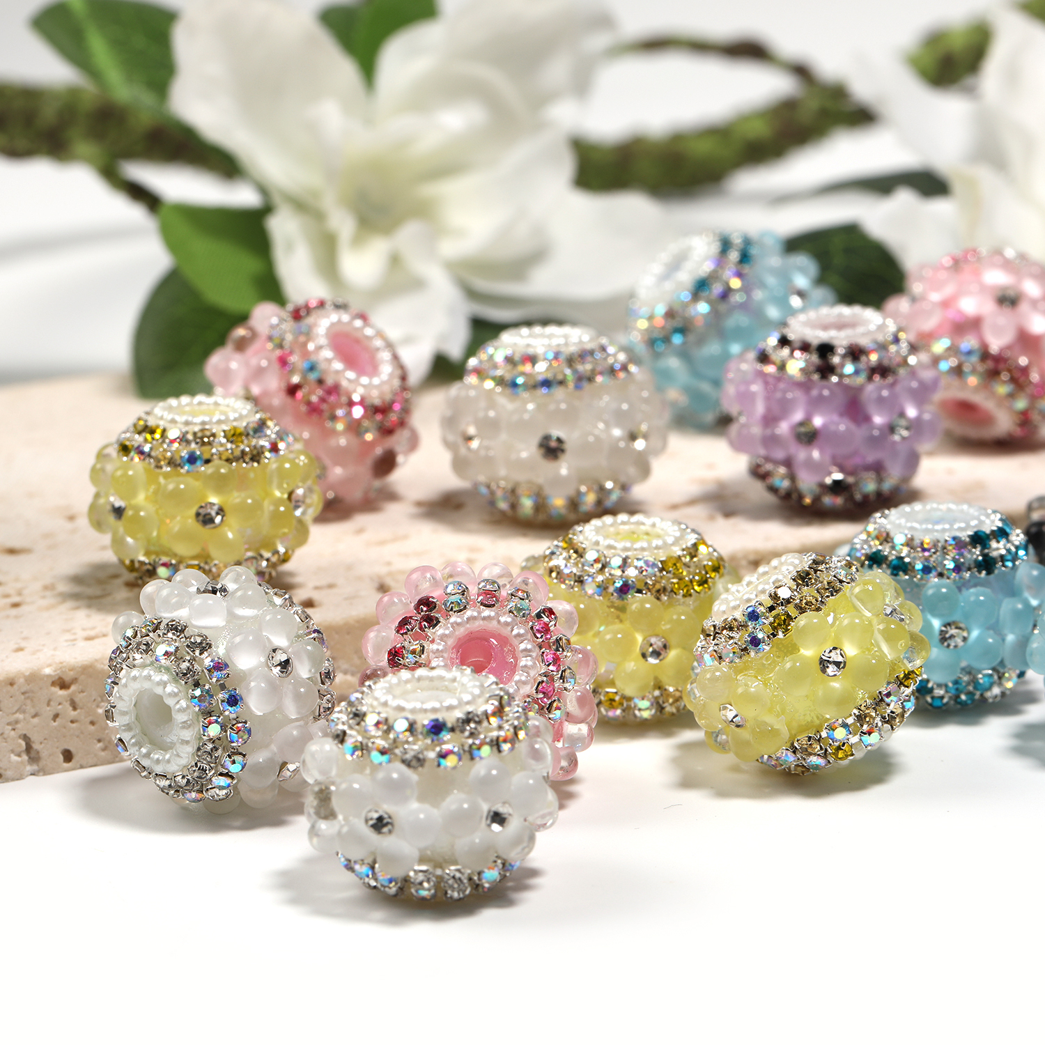 【B188】15pcs  Rhinestone Effect/Round ShapeBeads--JPM
