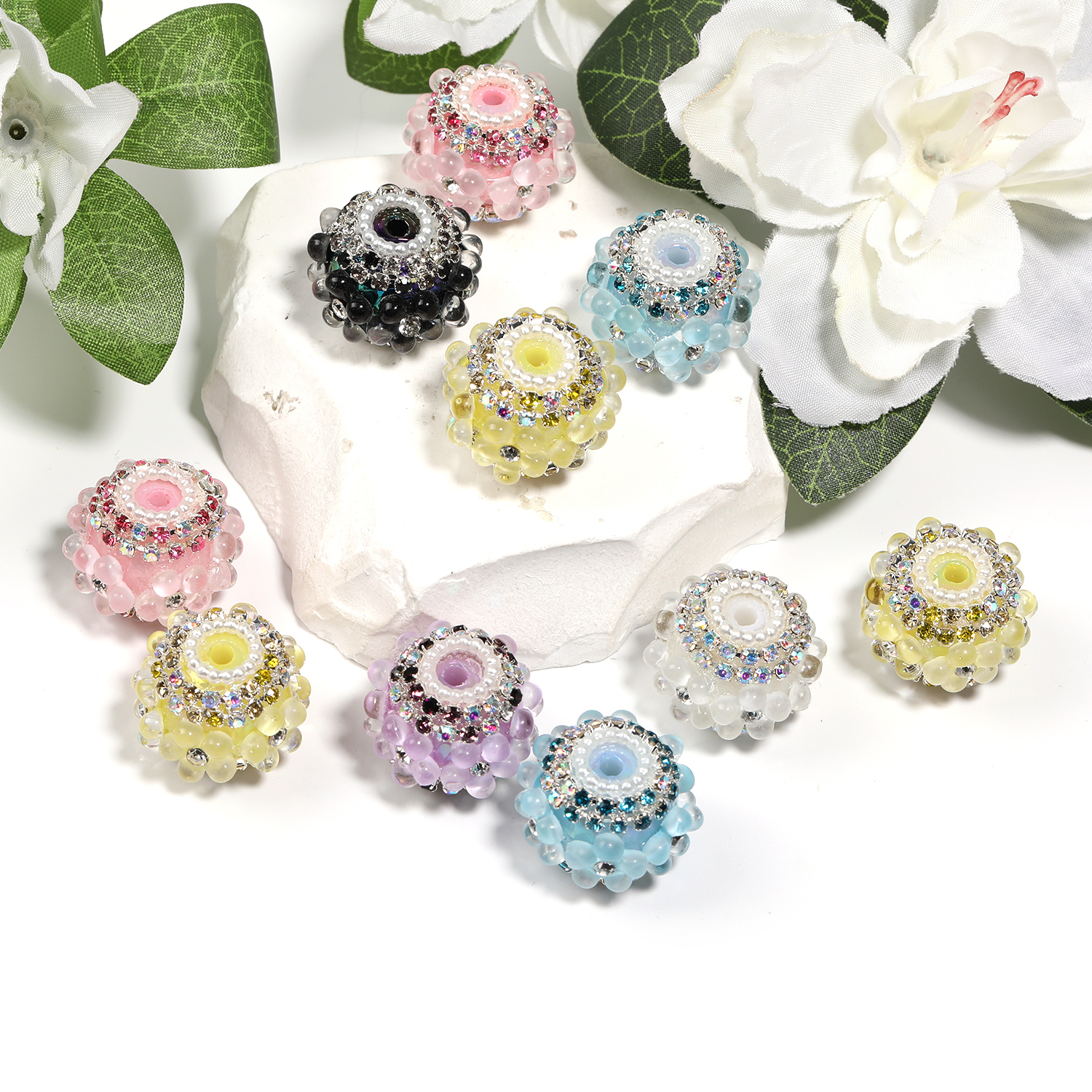 【B188】15pcs  Rhinestone Effect/Round ShapeBeads--JPM