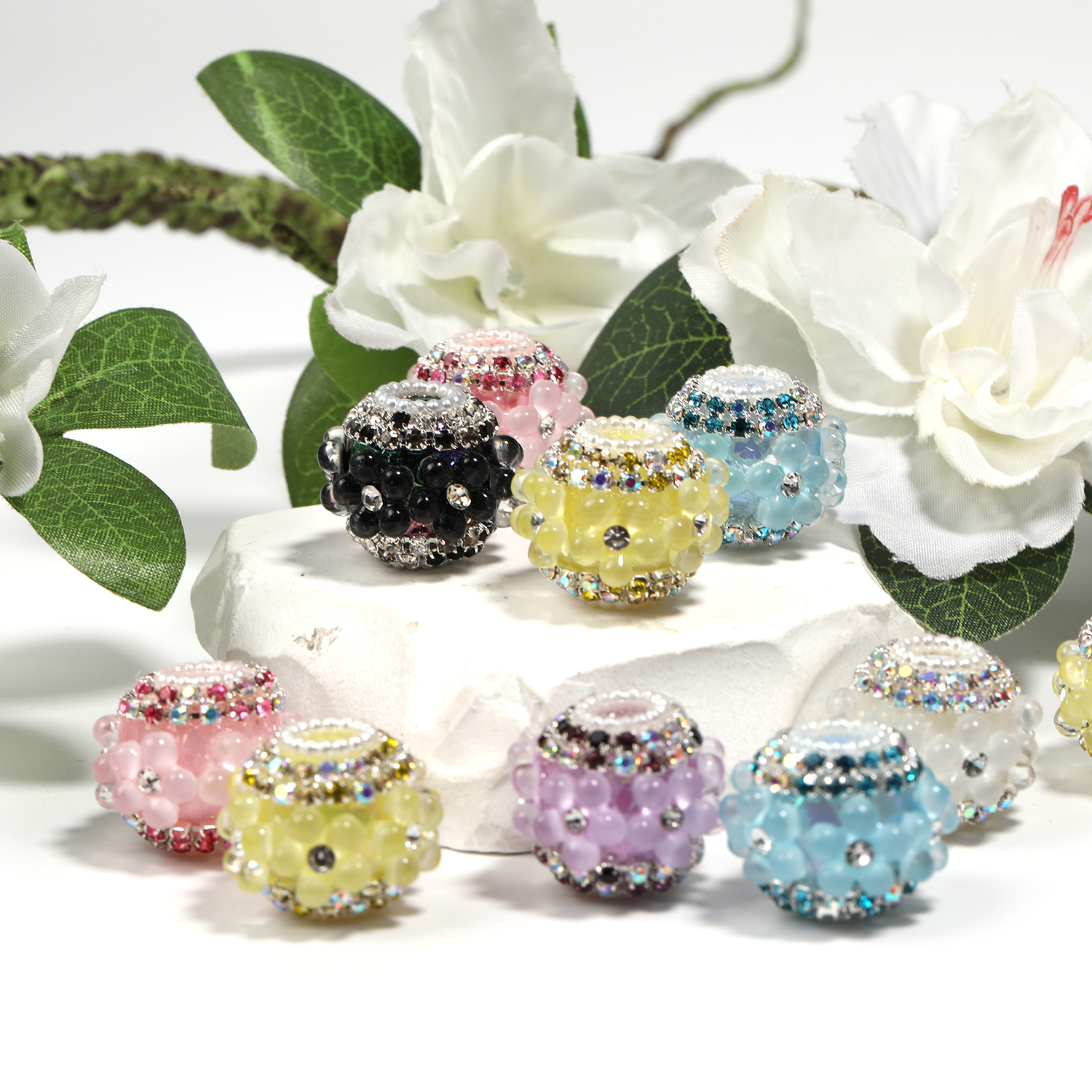 【B188】15pcs  Rhinestone Effect/Round ShapeBeads--JPM