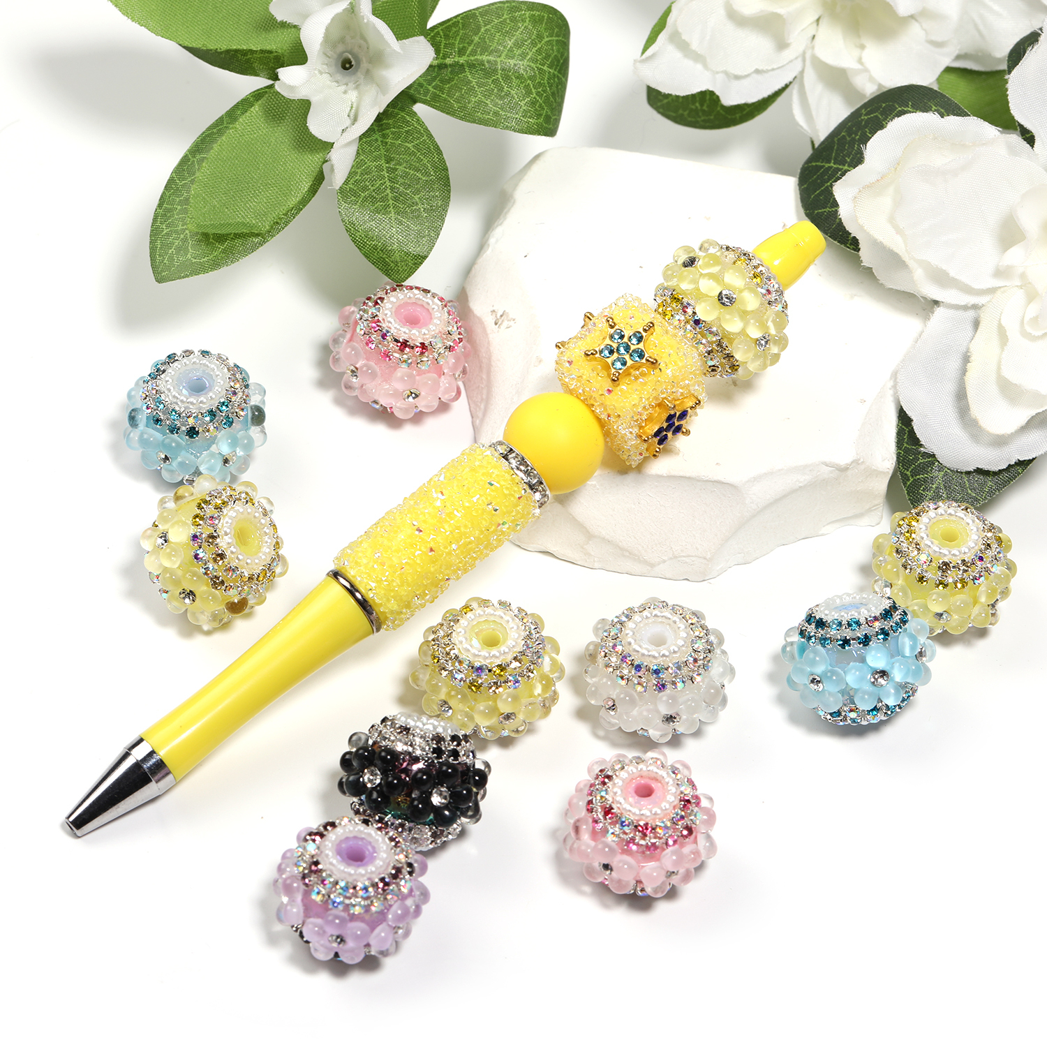 【B188】15pcs  Rhinestone Effect/Round ShapeBeads--JPM