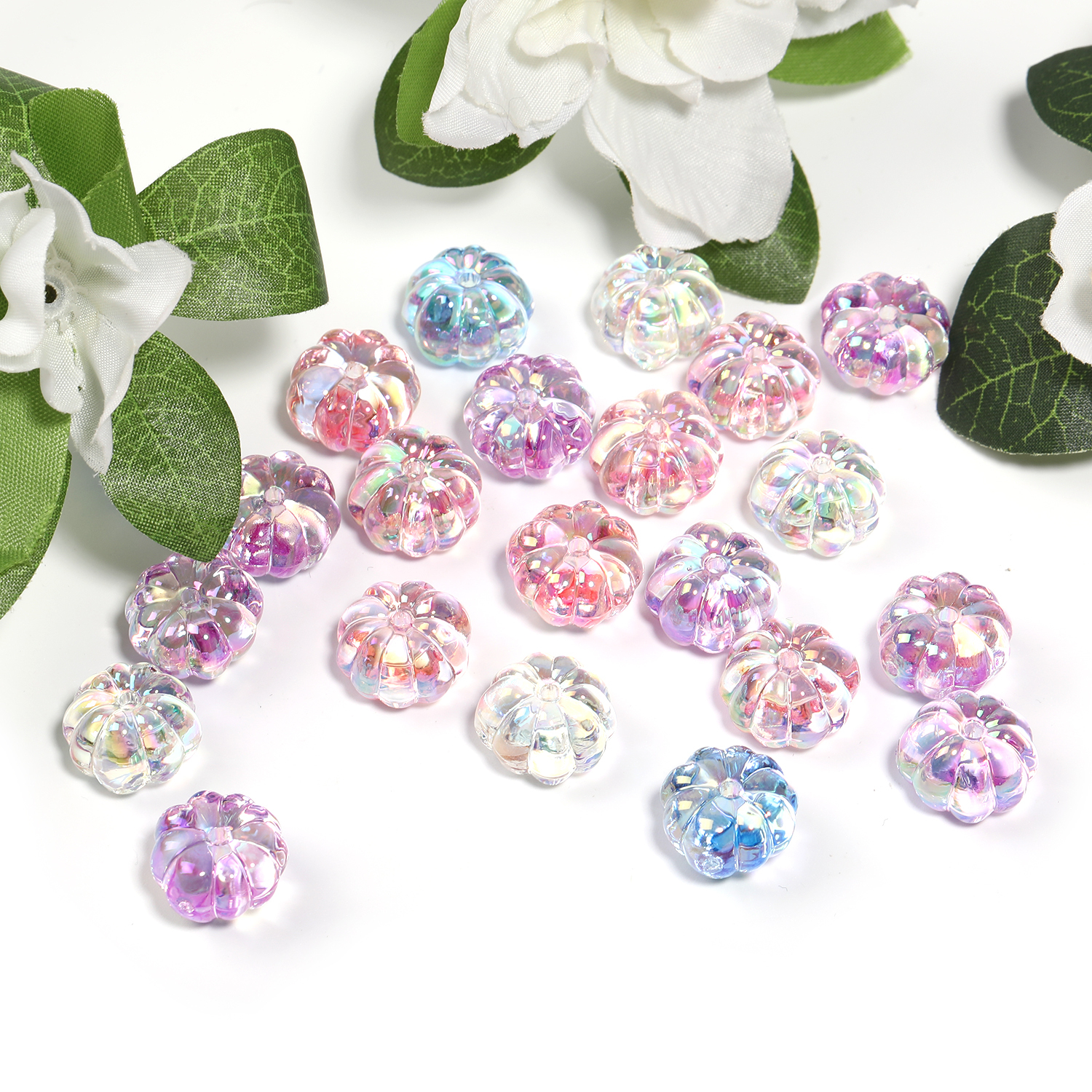 【B191】100pcs UV Plating Transparent Acrylic Pumpkin Shape Beads--JPM
