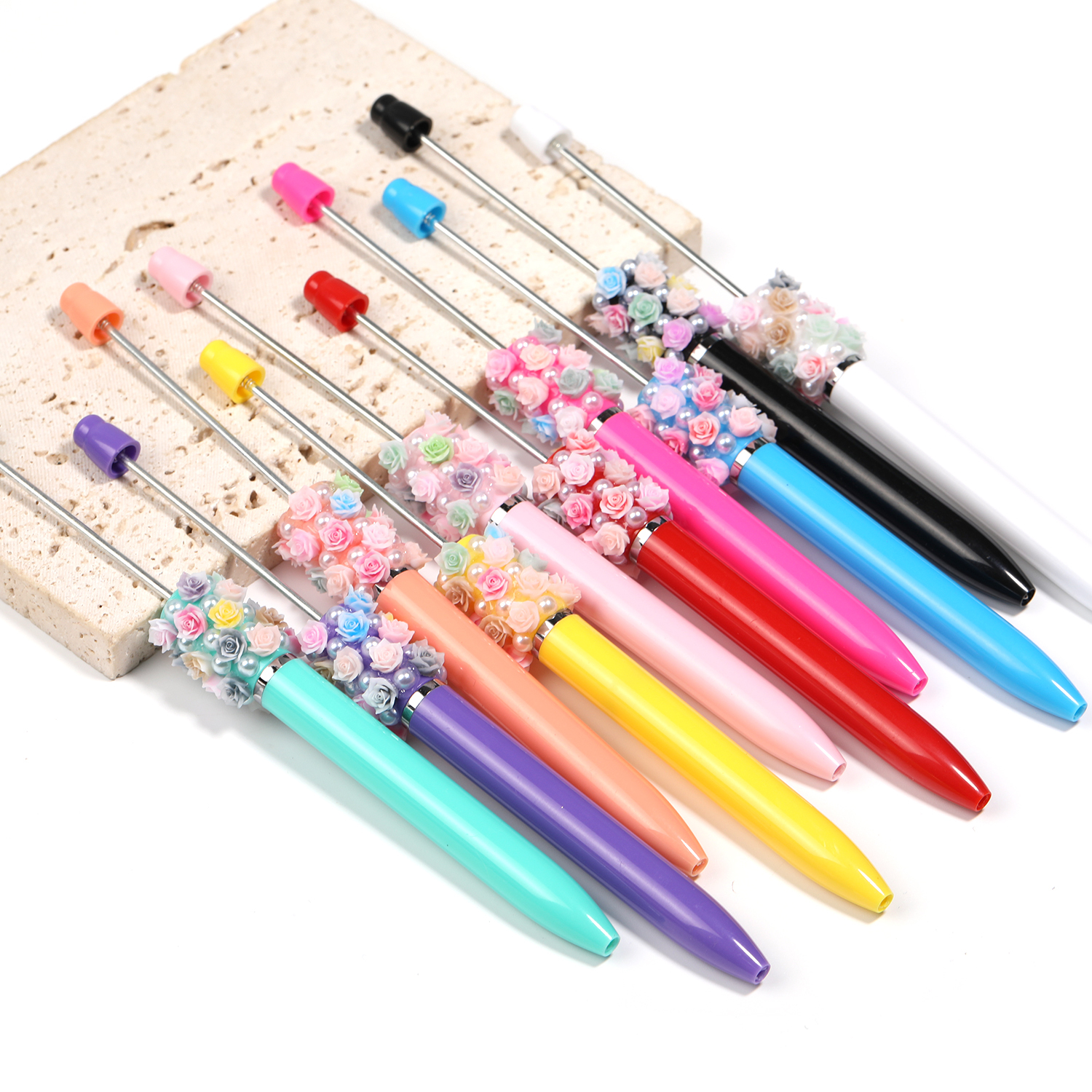 【P187】Adhesive flower pearl beadable pen--JPM