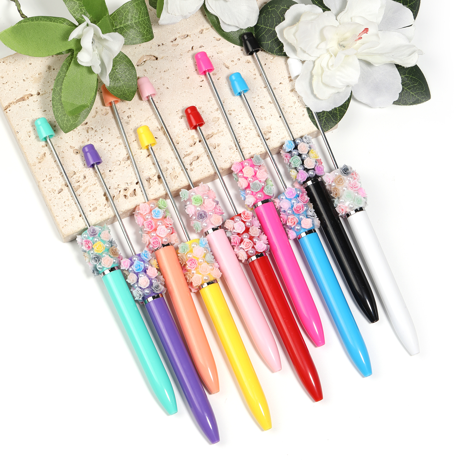 【P187】Adhesive flower pearl beadable pen--JPM